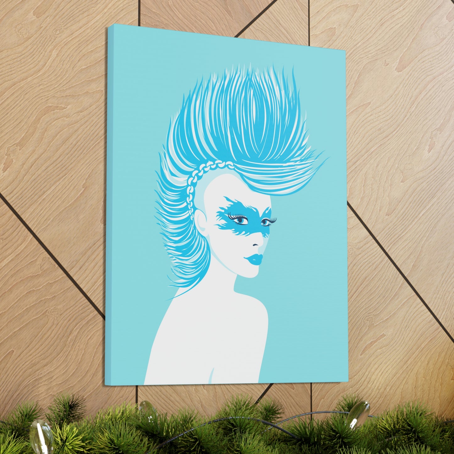 Blue Punk Woman Art Unique Edgy Graphic Aesthetic Classic Art Canvas Gallery Wraps