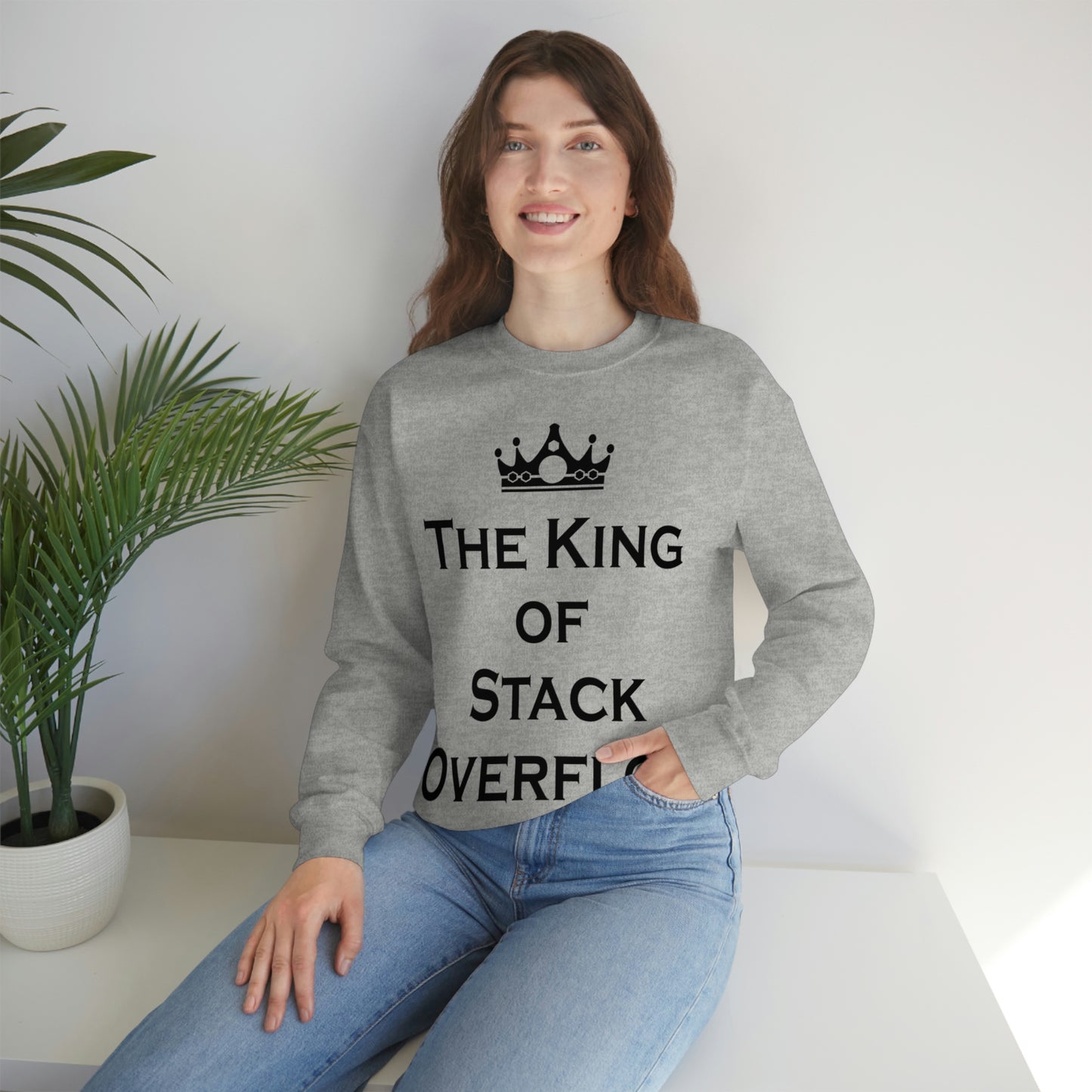 The King of Stack Overflow IT Funny Coding Unisex Heavy Blend™ Crewneck Sweatshirt