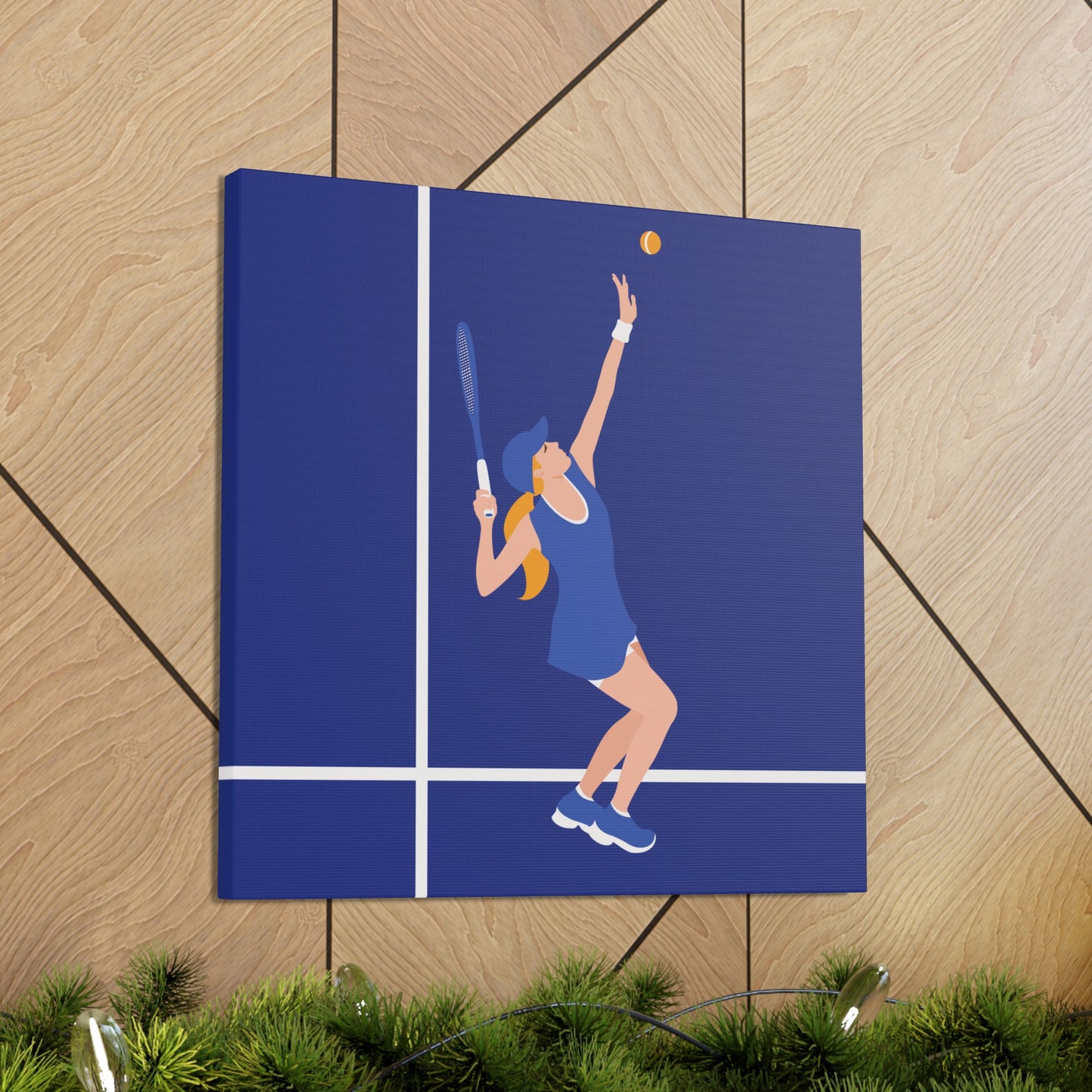 Tennis Player Blue Art Sports Team Classic Art Canvas Gallery Wraps