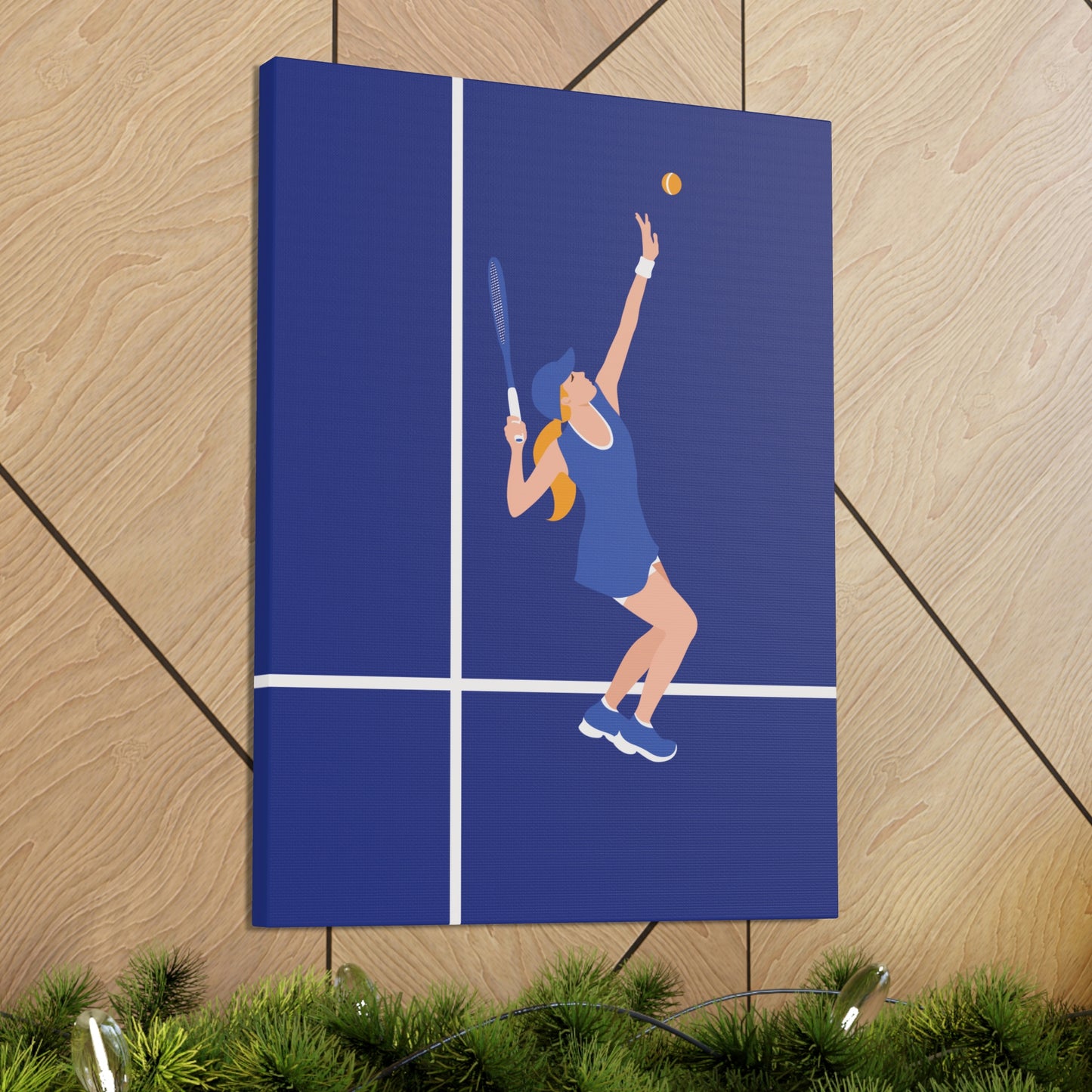 Tennis Player Blue Art Sports Team Classic Art Canvas Gallery Wraps