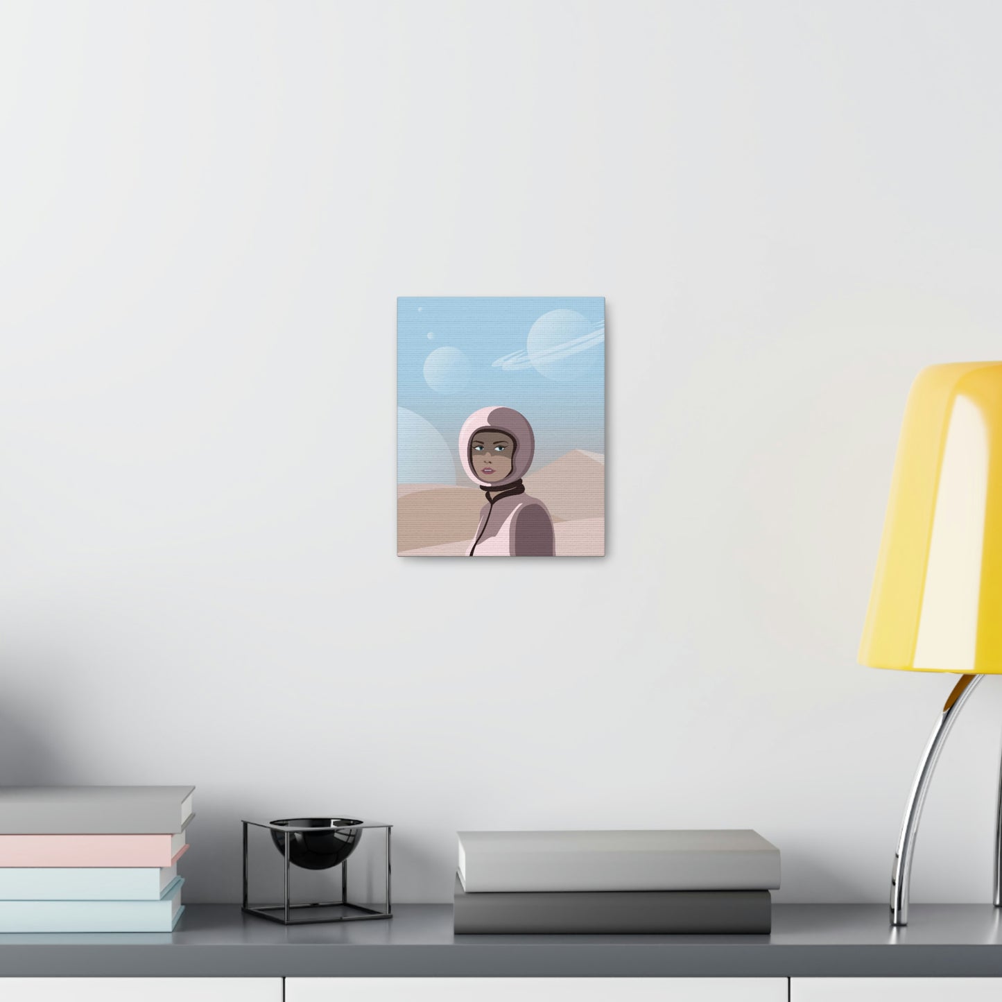 Astronaut Woman Aliens Minimal Aesthetic Classic Art Canvas Gallery Wraps