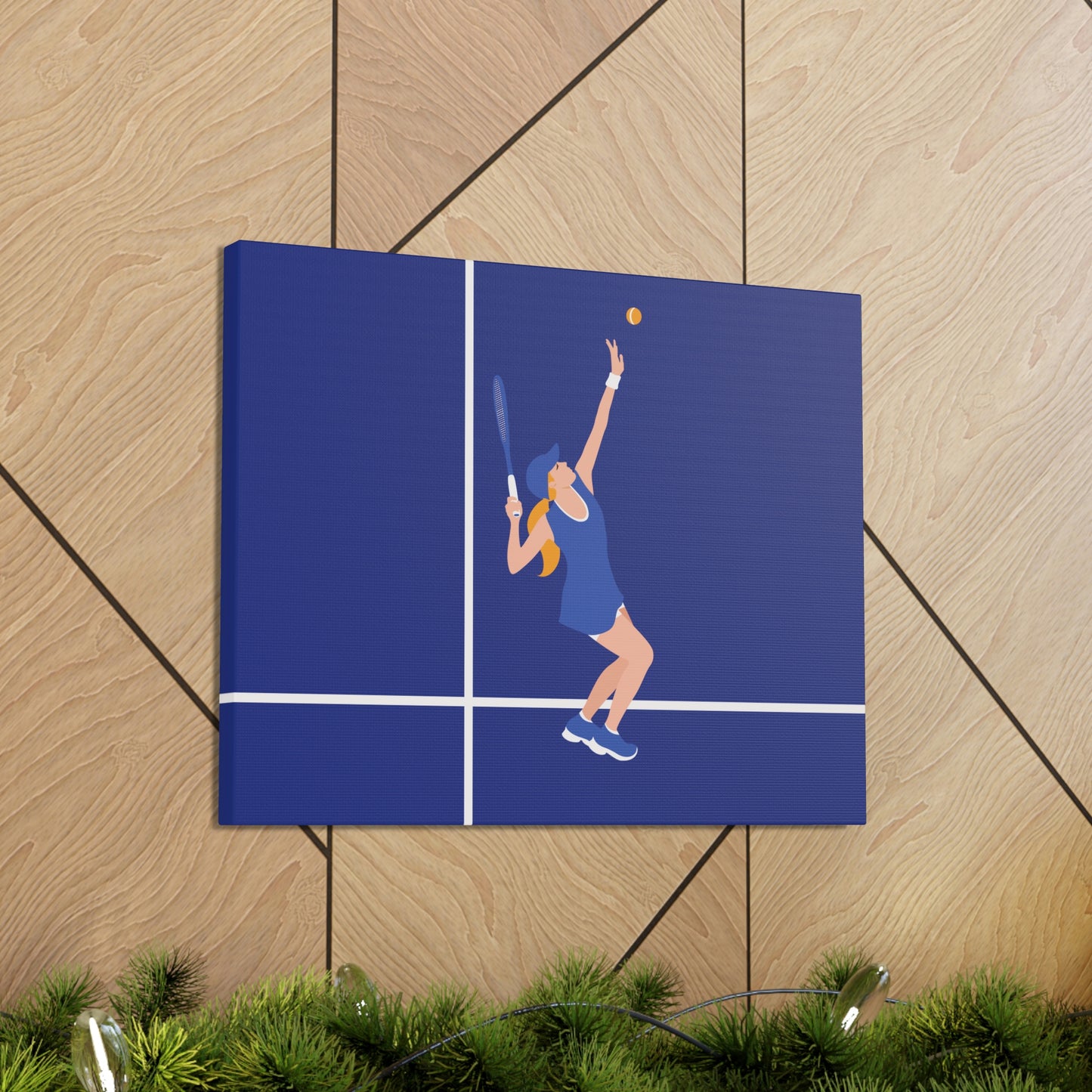 Tennis Player Blue Art Sports Team Classic Art Canvas Gallery Wraps