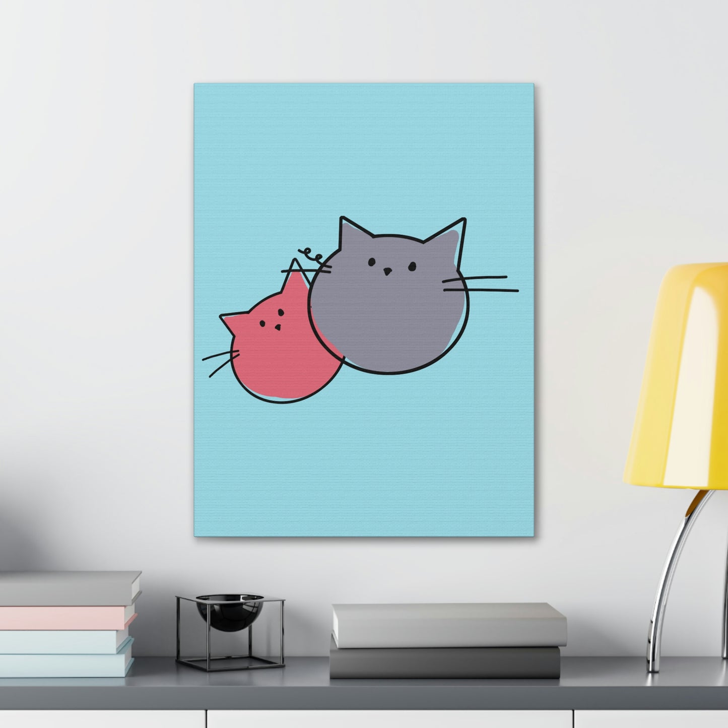 Funny Cartoon Cats Anime Meme Kawaii  Aesthetic Classic Art Canvas Gallery Wraps