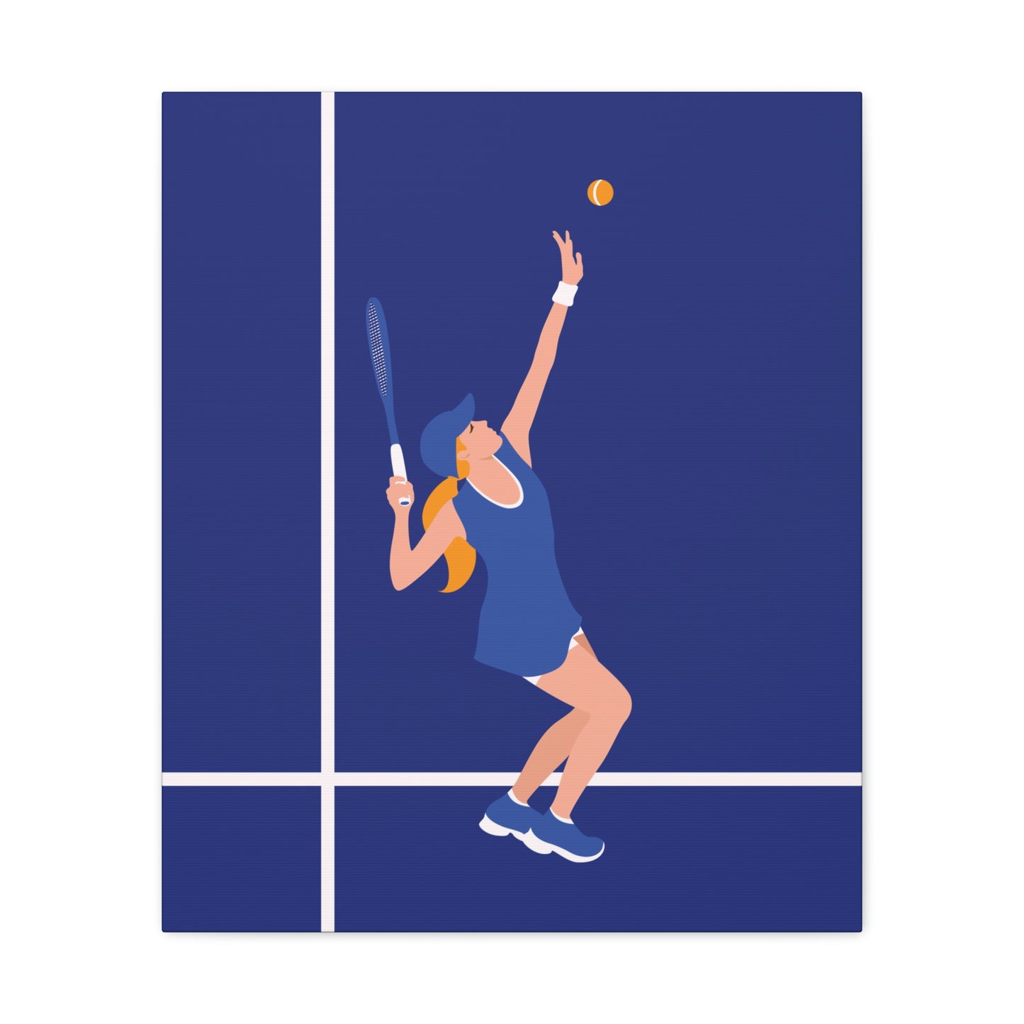 Tennis Player Blue Art Sports Team Classic Art Canvas Gallery Wraps