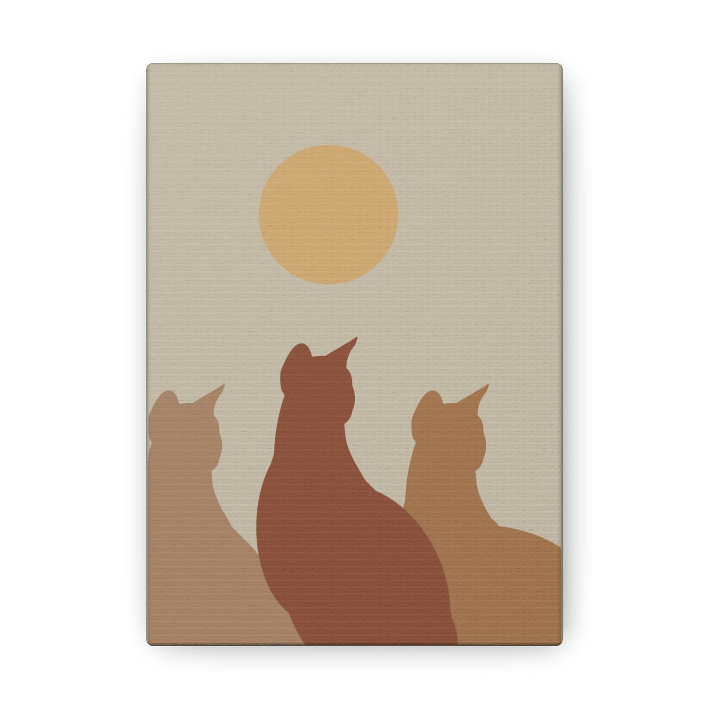 Abstract Boho Cats Relaxed Aesthetic Beige Minimalist Classic Art Canvas Gallery Wraps