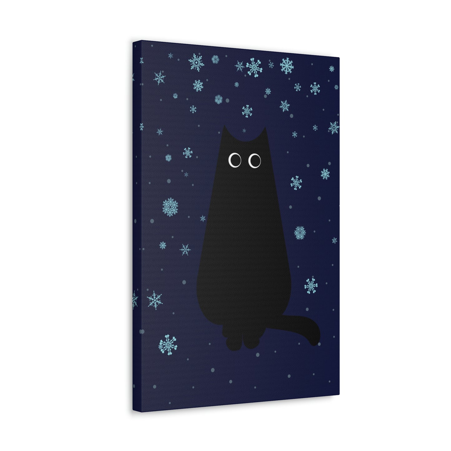 Black Cat Winter Snowflake Anime Art Classic Art Canvas Gallery Wraps