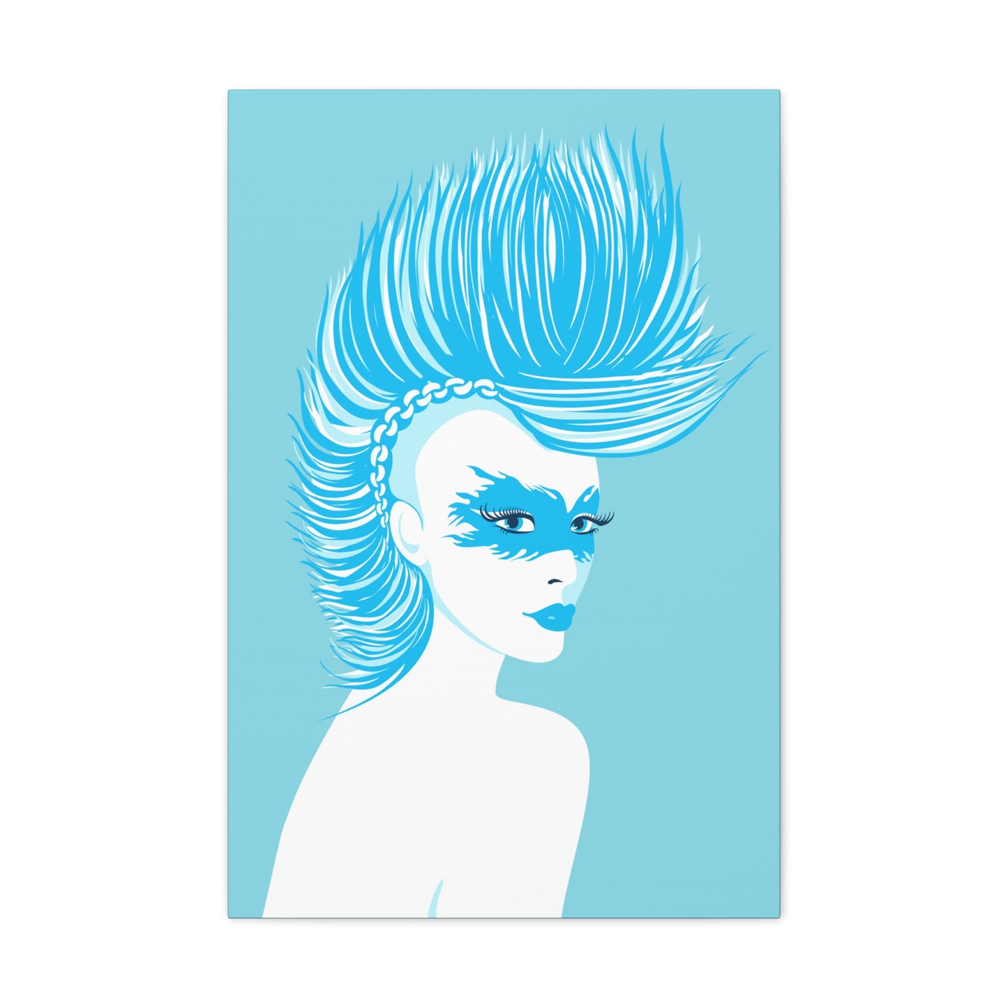 Blue Punk Woman Art Unique Edgy Graphic Aesthetic Classic Art Canvas Gallery Wraps