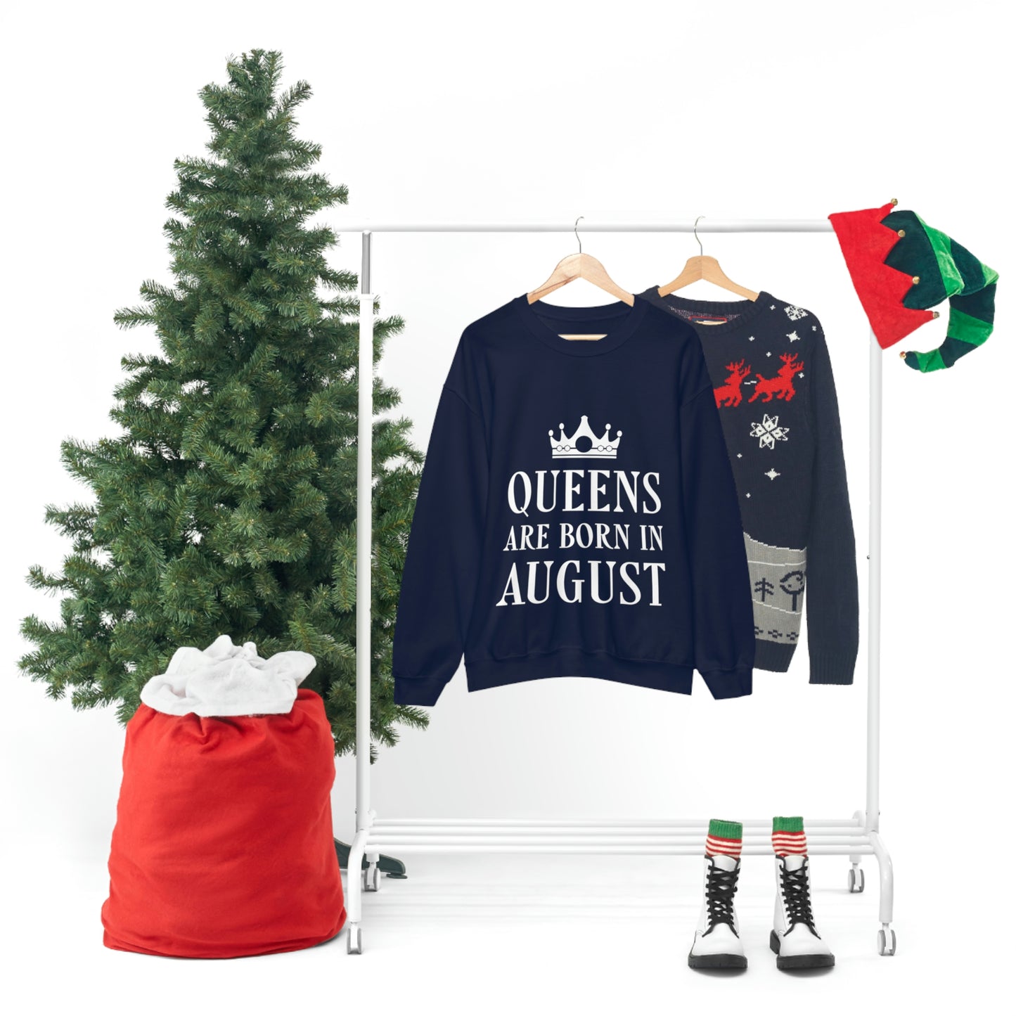 Queens Are Born in August Happy Birthday Unisex Heavy Blend™ Crewneck Sweatshirt