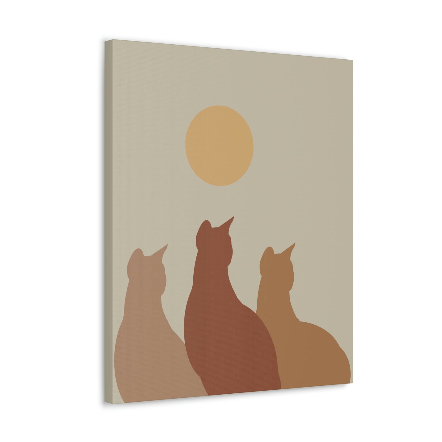 Abstract Boho Cats Relaxed Aesthetic Beige Minimalist Classic Art Canvas Gallery Wraps