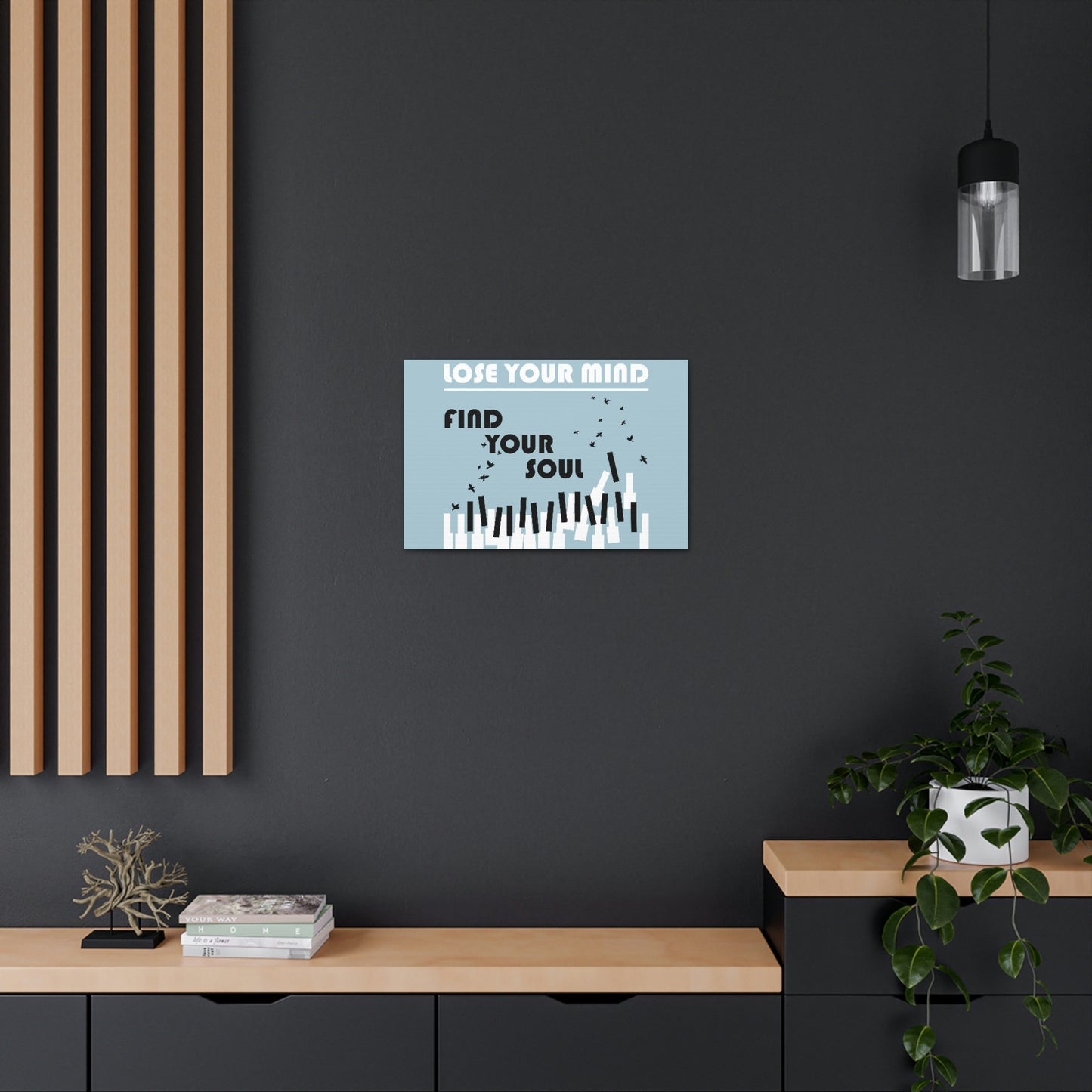 Lose Your Mind Find your Soul Flying birds Piano Keys Music Aesthetic Classic Art Canvas Gallery Wraps