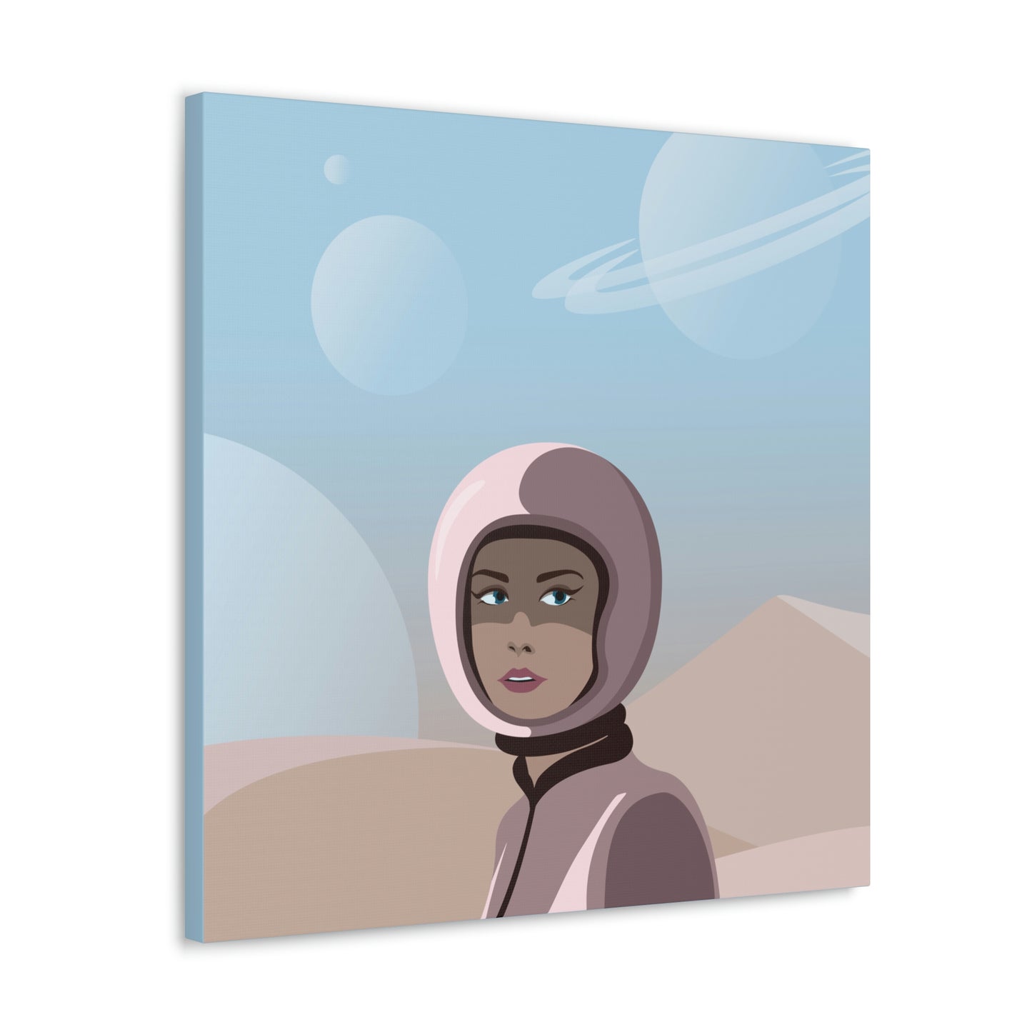 Astronaut Woman Aliens Minimal Aesthetic Classic Art Canvas Gallery Wraps