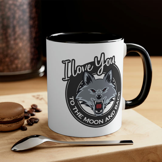 Love You To The Moon And Back Classic Wolf Stars Accent Coffee Mug 11oz