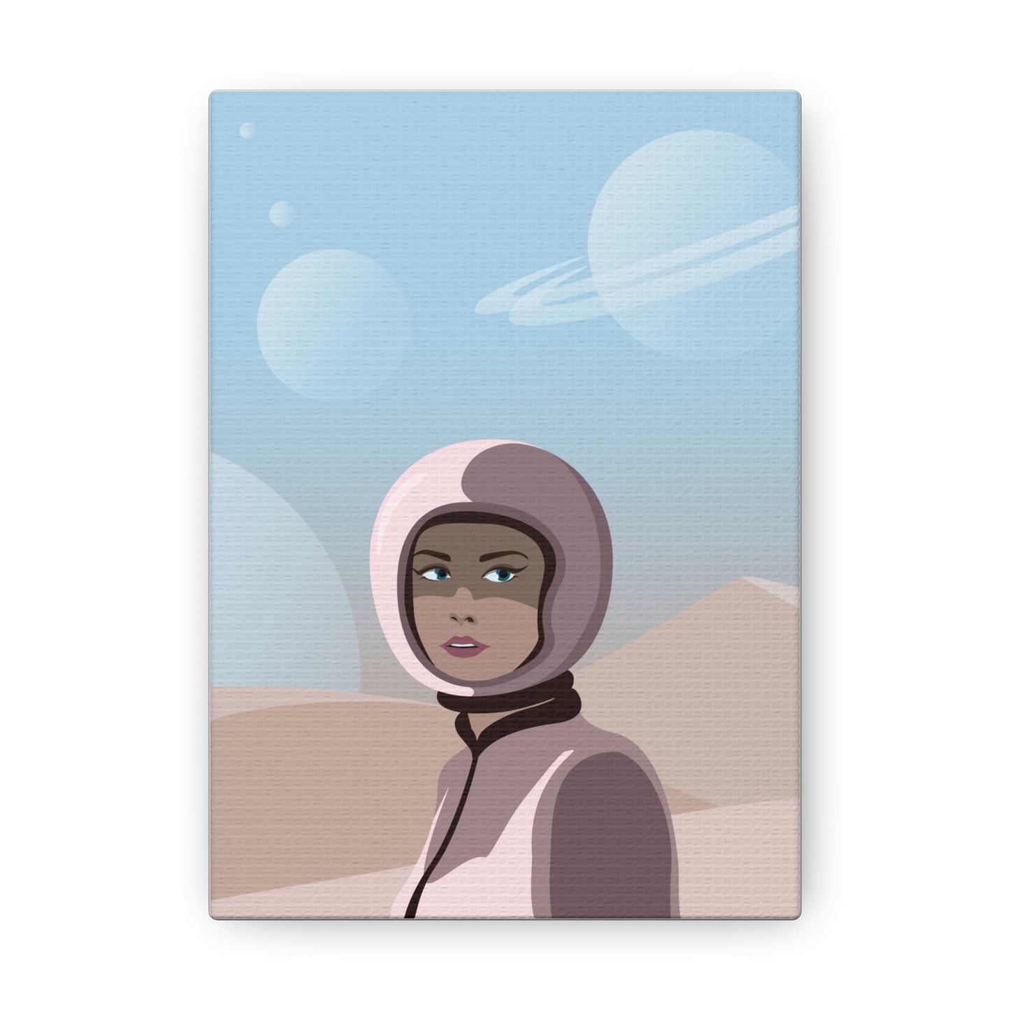 Astronaut Woman Aliens Minimal Aesthetic Classic Art Canvas Gallery Wraps