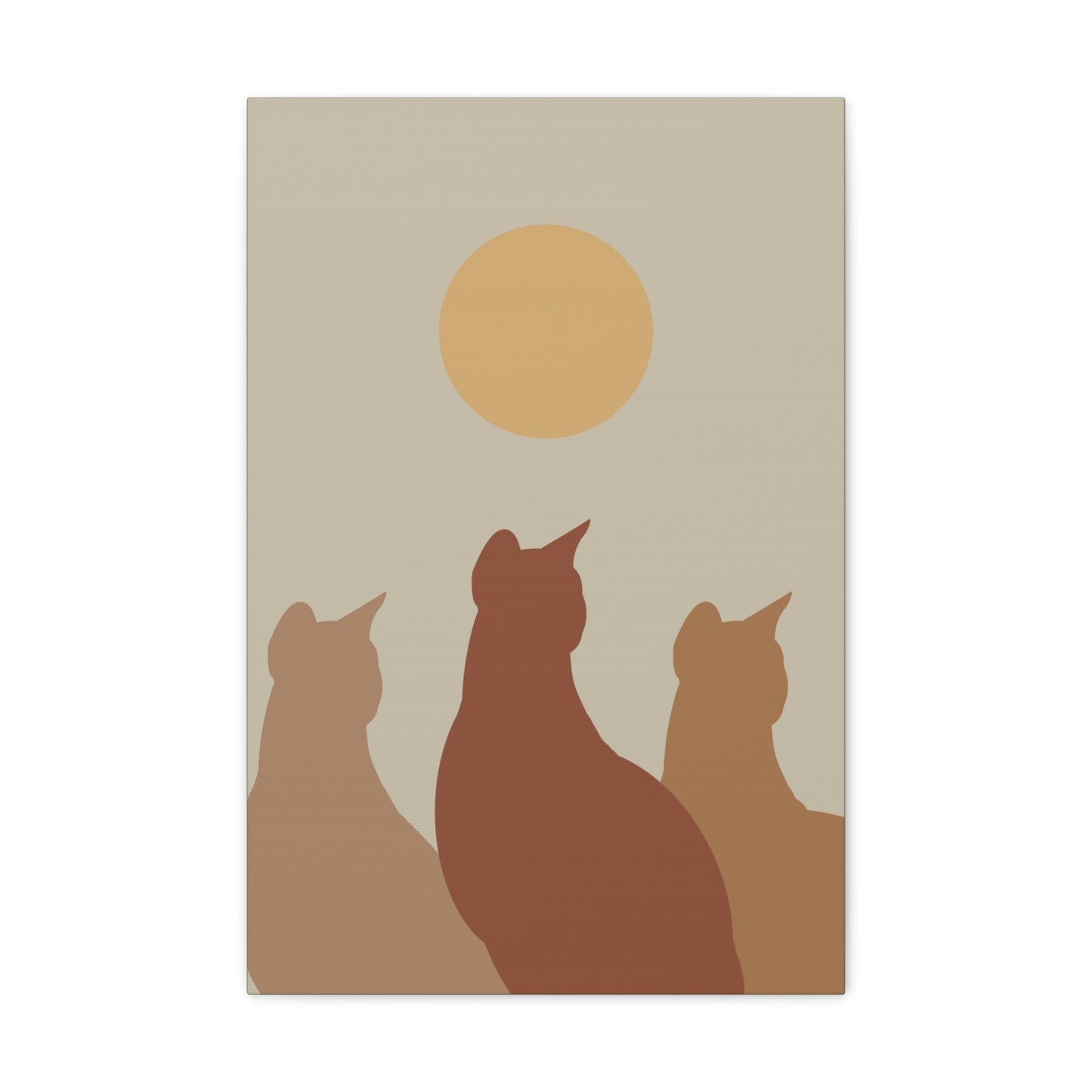 Abstract Boho Cats Relaxed Aesthetic Beige Minimalist Classic Art Canvas Gallery Wraps