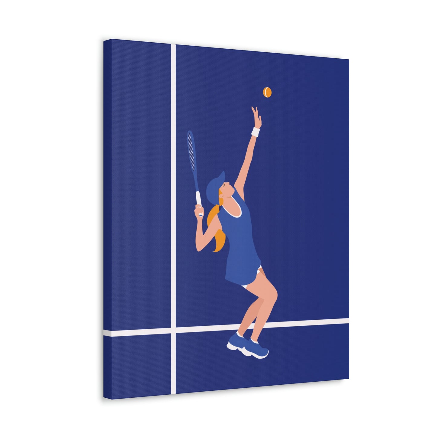 Tennis Player Blue Art Sports Team Classic Art Canvas Gallery Wraps