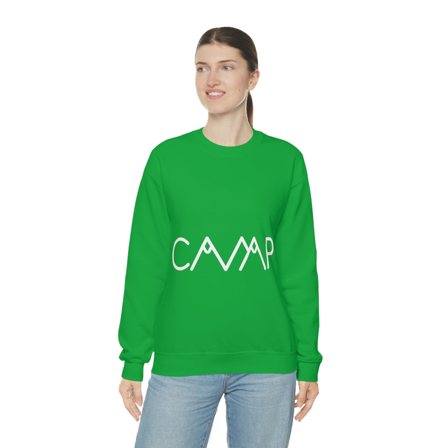 Camping Typography Minimal Art White Text Unisex Heavy Blend™ Crewneck Sweatshirt