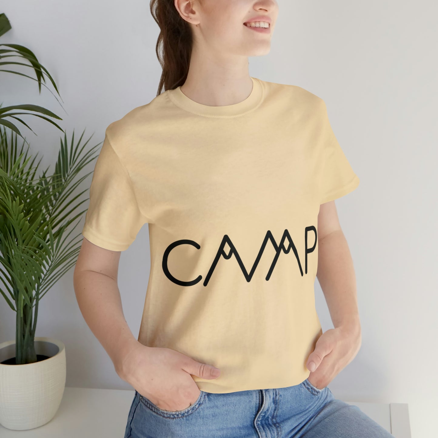 Camping Typography Minimal Art Unisex Jersey Short Sleeve T-Shirt