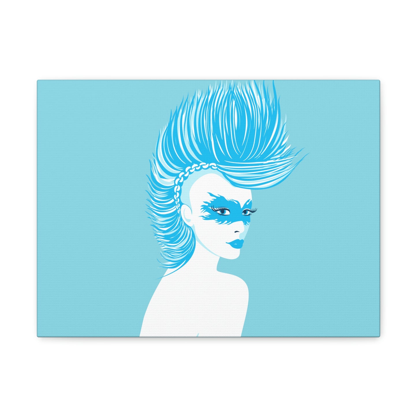 Blue Punk Woman Art Unique Edgy Graphic Aesthetic Classic Art Canvas Gallery Wraps