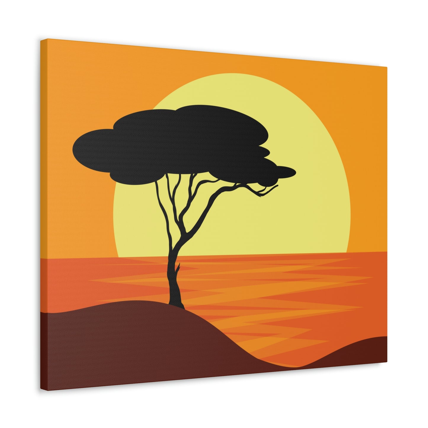 Africa Savanna Sunset Minimal Landscape View Aesthetic Classic Art Canvas Gallery Wraps