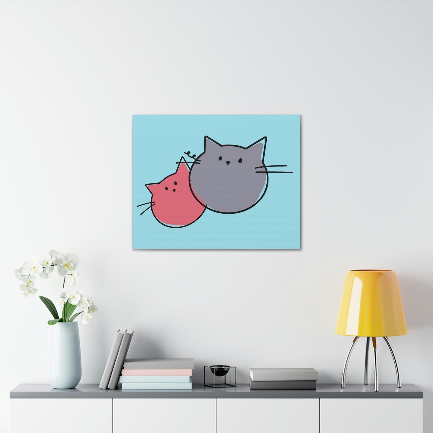 Funny Cartoon Cats Anime Meme Kawaii  Aesthetic Classic Art Canvas Gallery Wraps