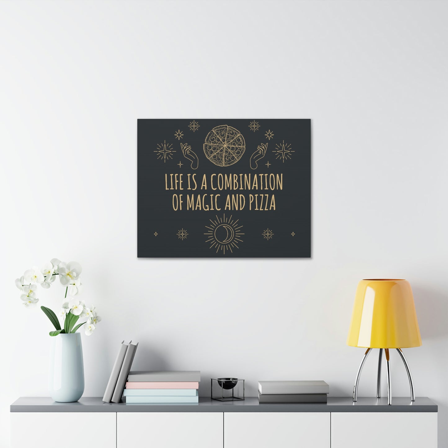 Life Is A Combination Of Magic And Pizza Love Funny Quotes Aesthetic Classic Art Canvas Gallery Wraps