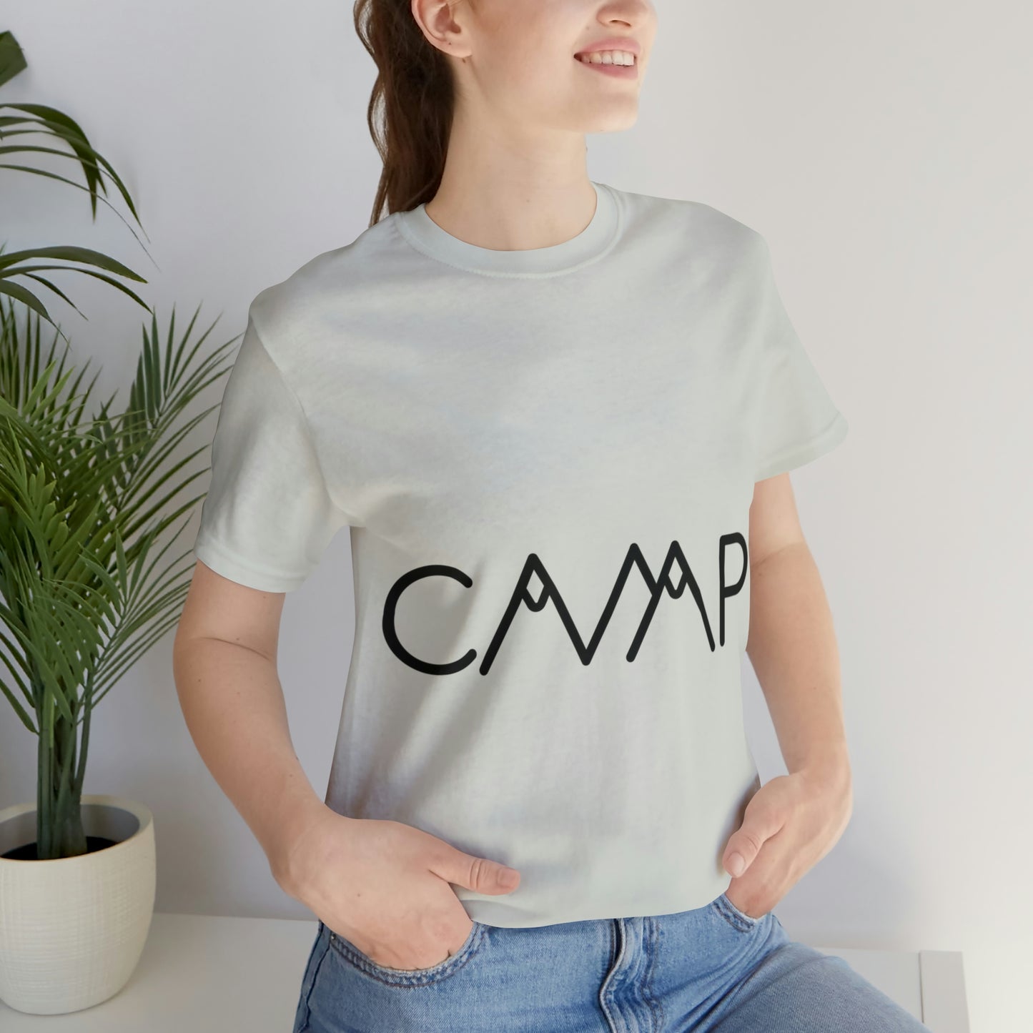 Camping Typography Minimal Art Unisex Jersey Short Sleeve T-Shirt