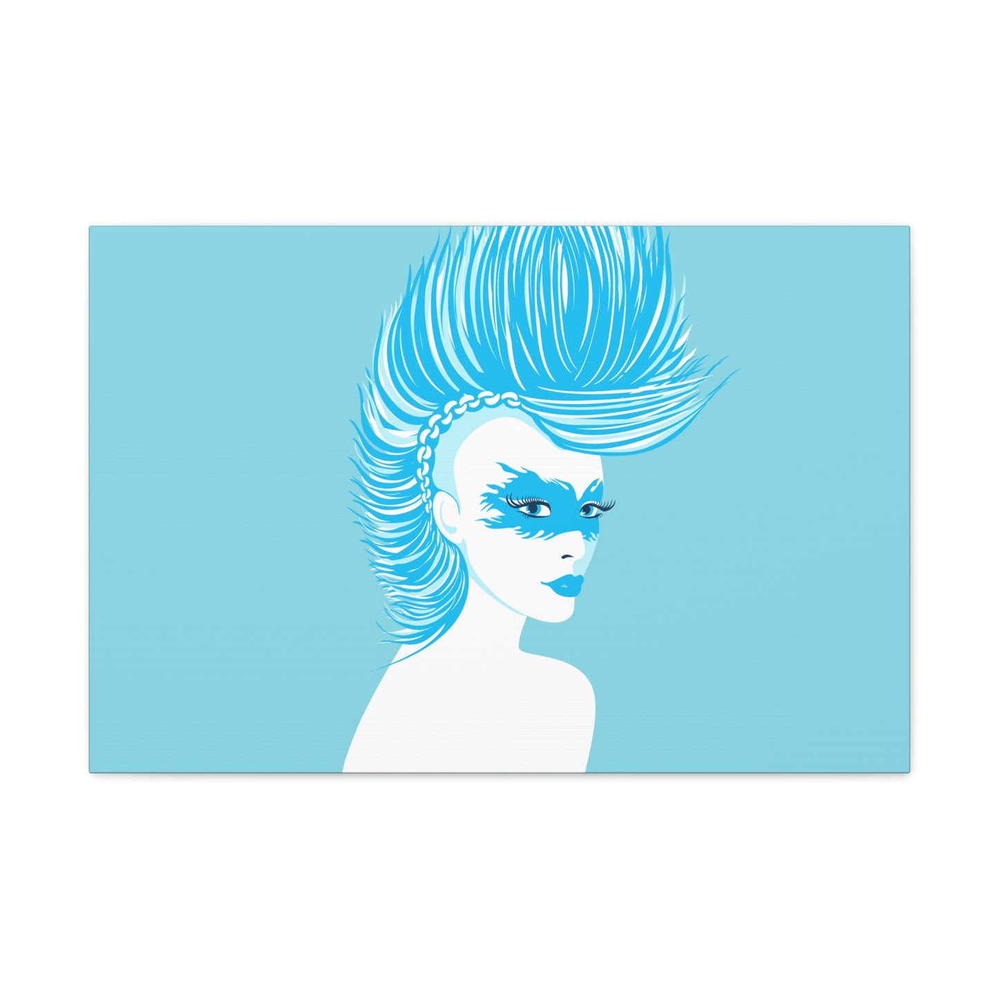 Blue Punk Woman Art Unique Edgy Graphic Aesthetic Classic Art Canvas Gallery Wraps