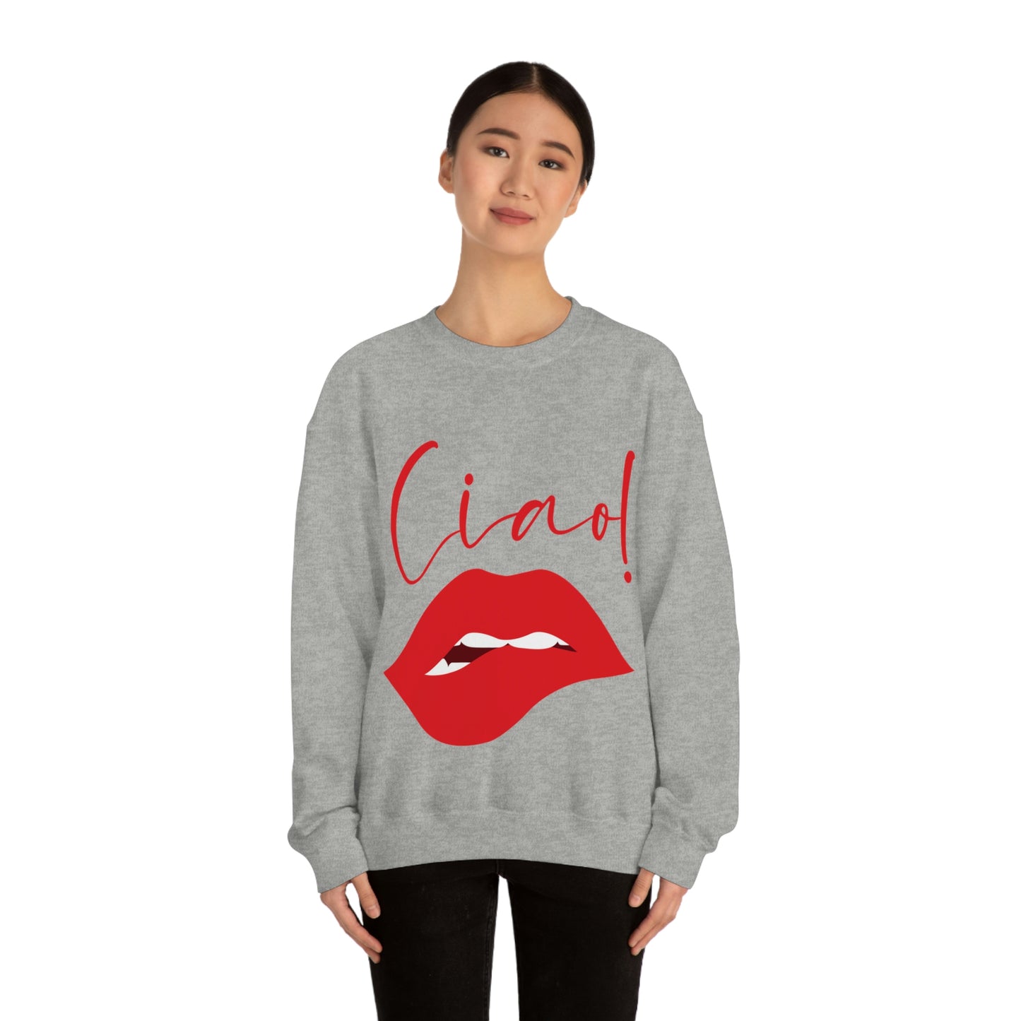 Ciao Hello Goodbye Red Lips Lipstick Unisex Heavy Blend™ Crewneck Sweatshirt