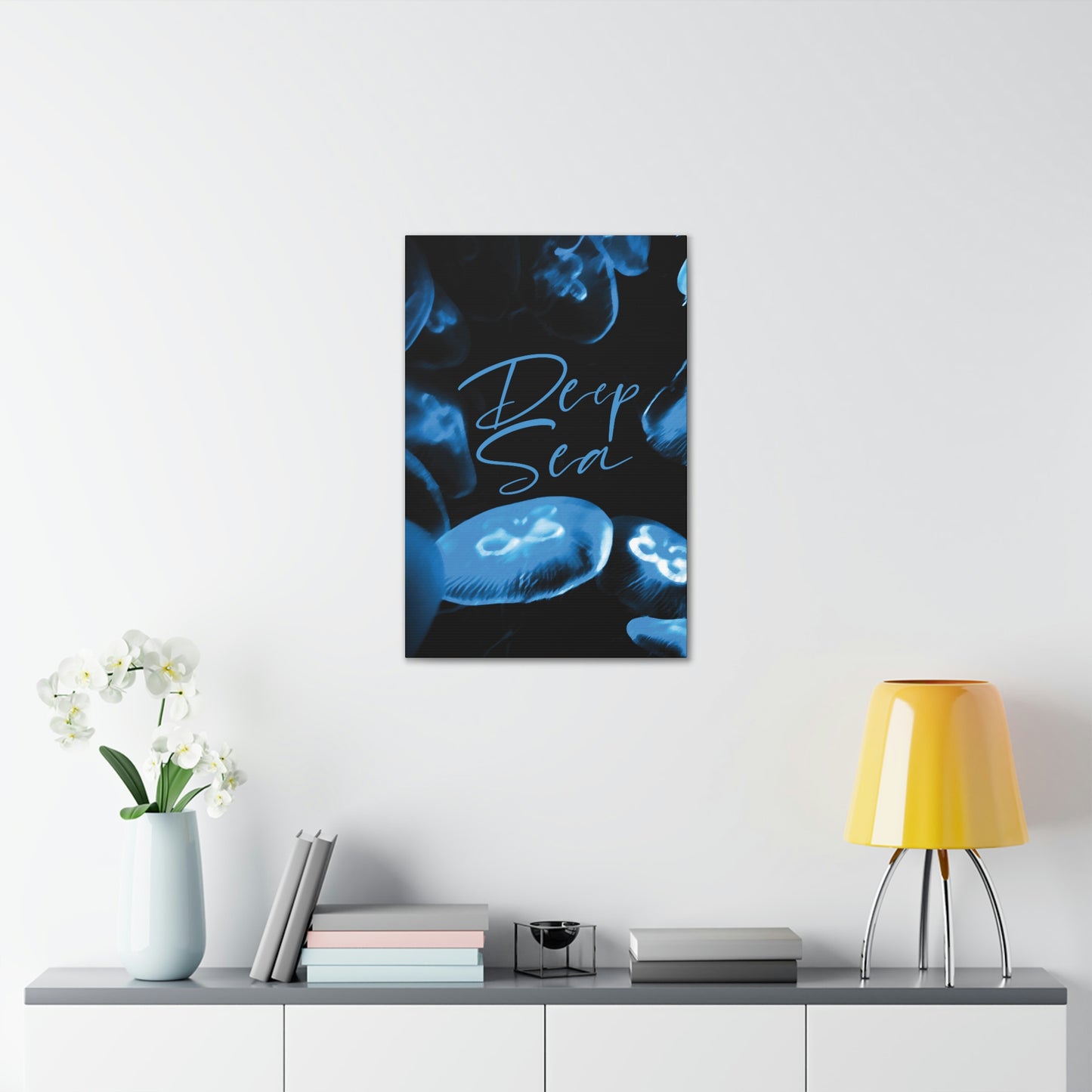 Deep Sea Jellyfish Silhouette Eco Friendly Life Sign Aesthetic Classic Art Canvas Gallery Wraps