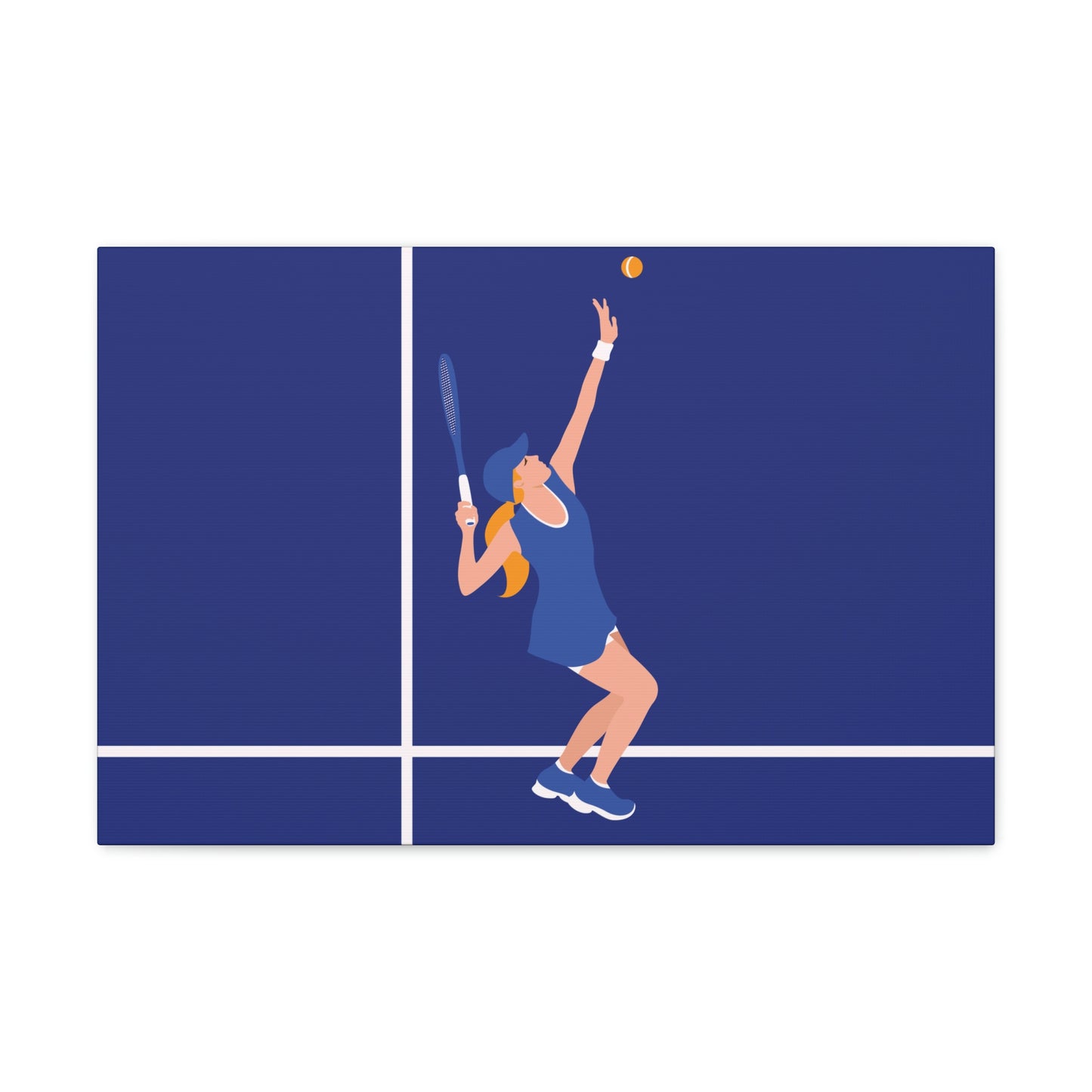 Tennis Player Blue Art Sports Team Classic Art Canvas Gallery Wraps