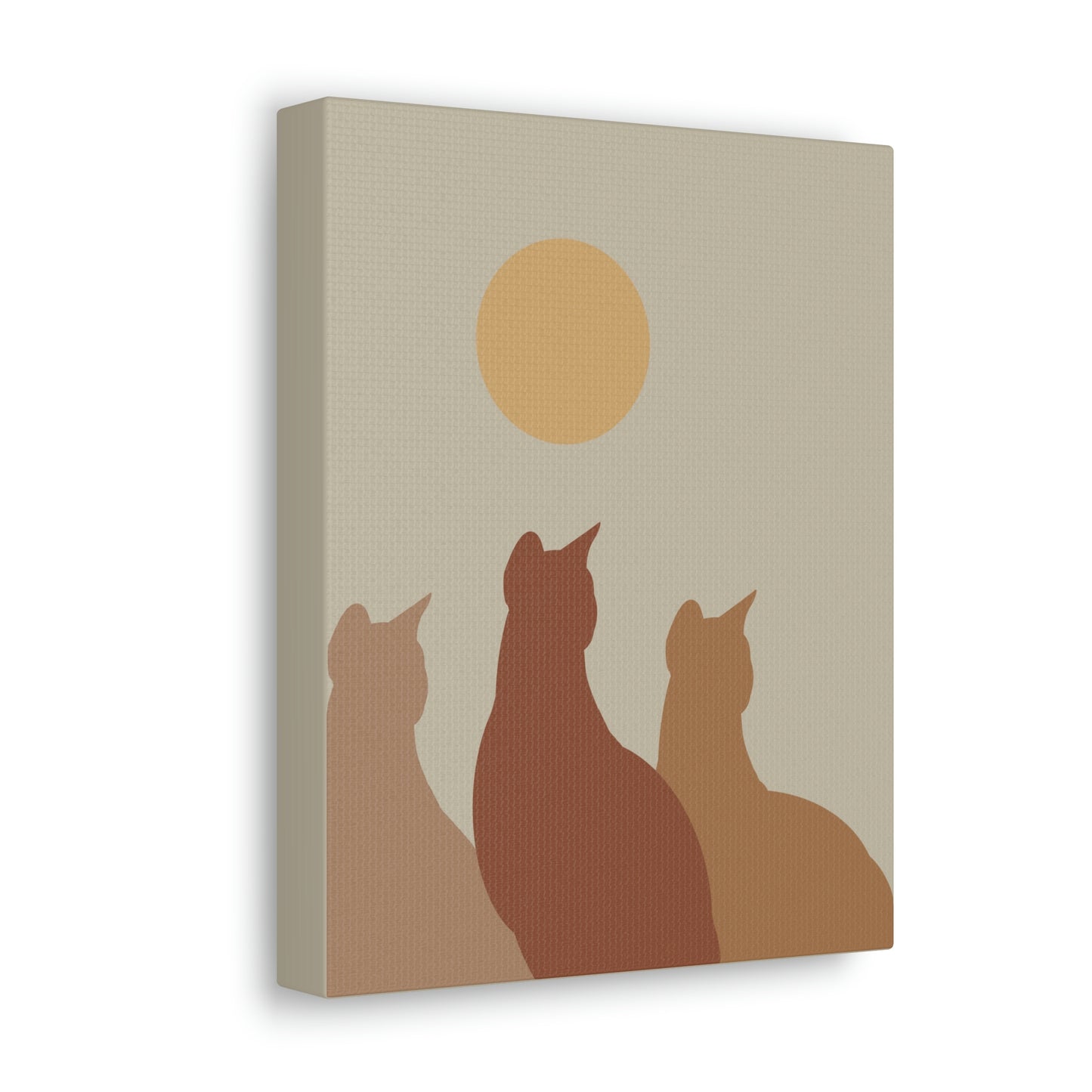 Abstract Boho Cats Relaxed Aesthetic Beige Minimalist Classic Art Canvas Gallery Wraps