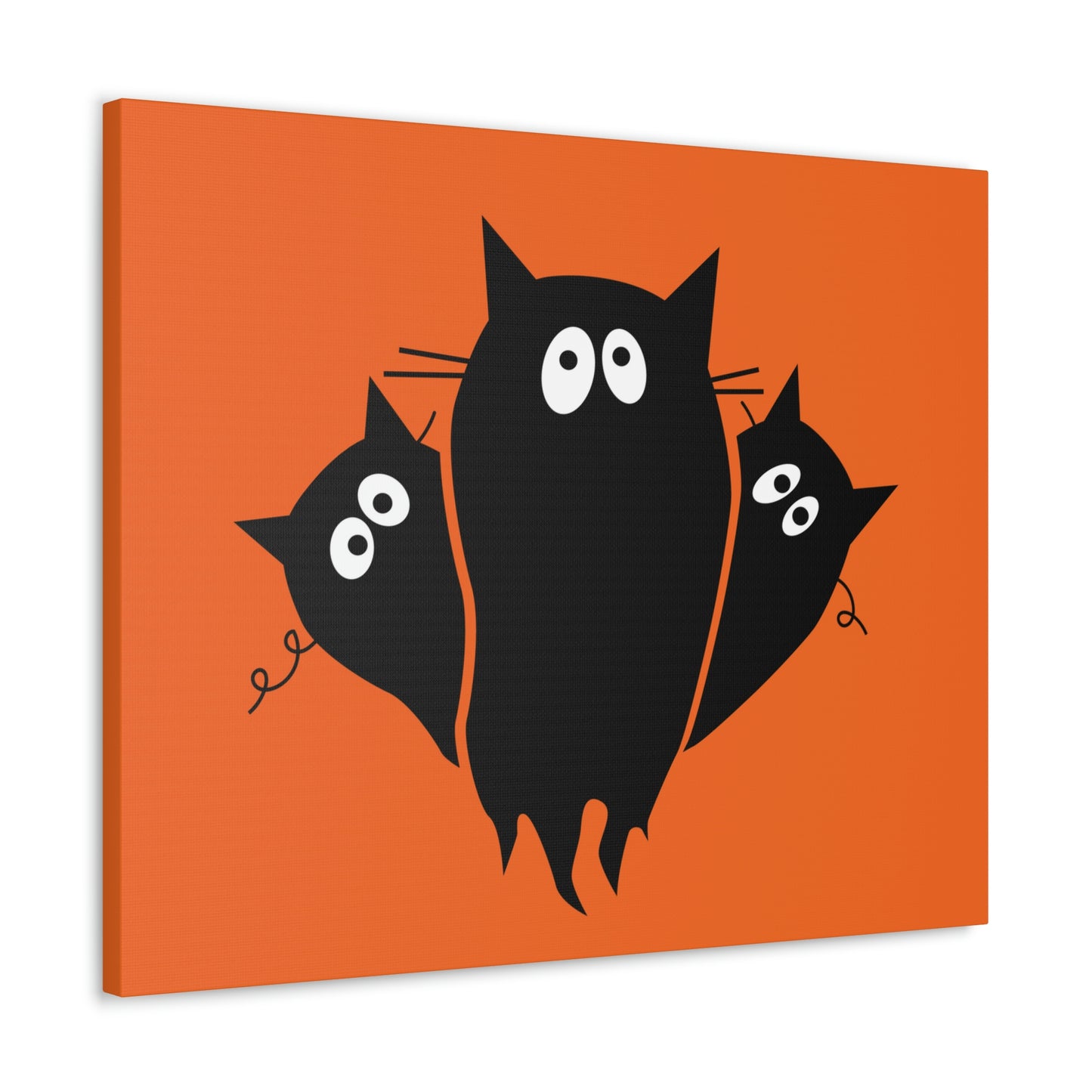 Funny Black Cats Lovers Watching Eyes Cartoon Halloween Meme Aesthetic Classic Art Canvas Gallery Wraps