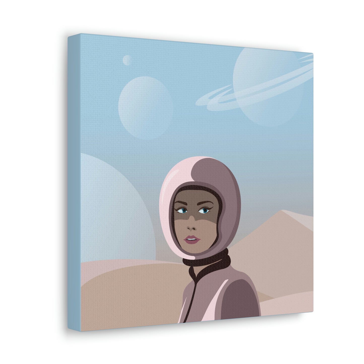 Astronaut Woman Aliens Minimal Aesthetic Classic Art Canvas Gallery Wraps