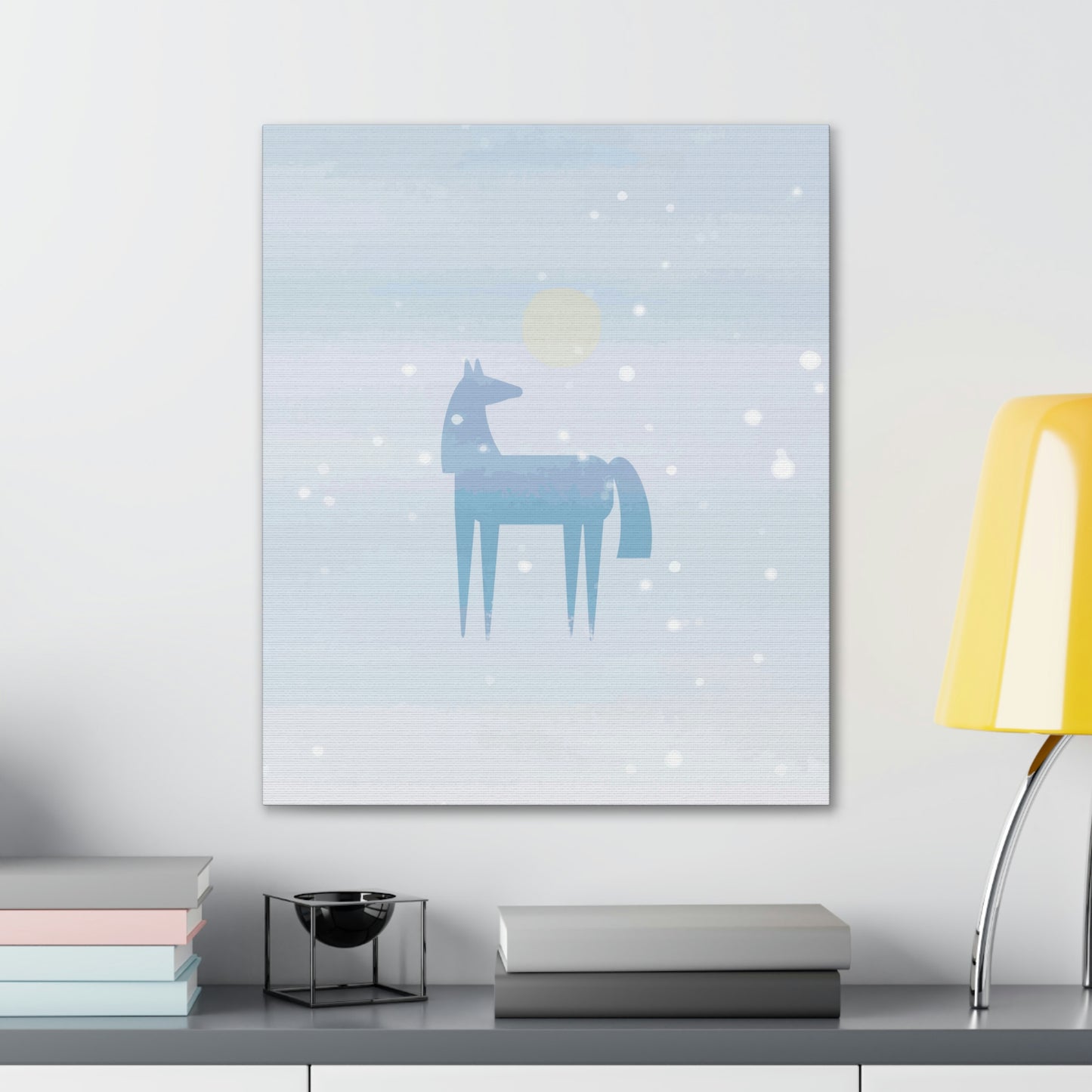 Horse Under the Snow Winter Landscape Art Aesthetic Classic Art Canvas Gallery Wraps