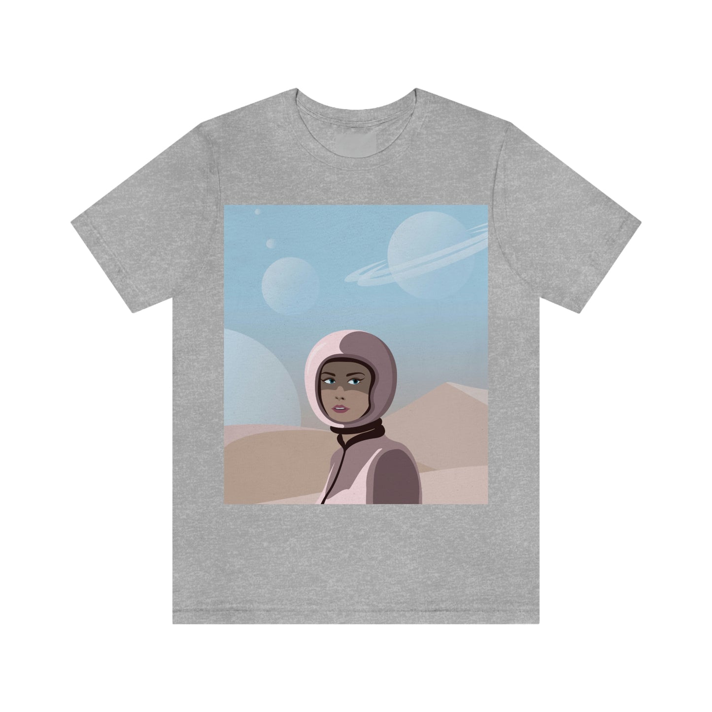 Astronaut Woman Aliens Minimal Art Aesthetic Unisex Jersey Short Sleeve T-Shirt