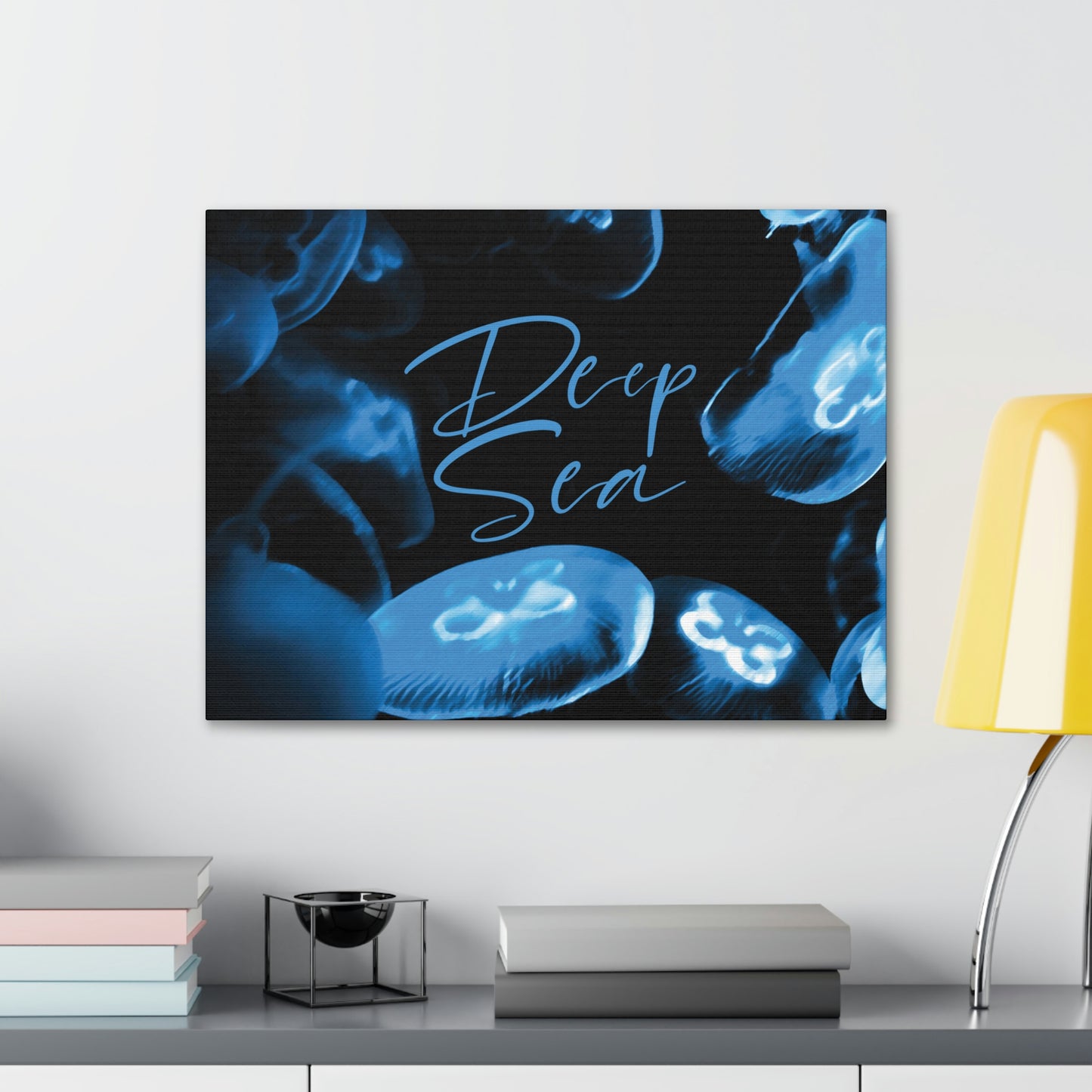 Deep Sea Jellyfish Silhouette Eco Friendly Life Sign Aesthetic Classic Art Canvas Gallery Wraps