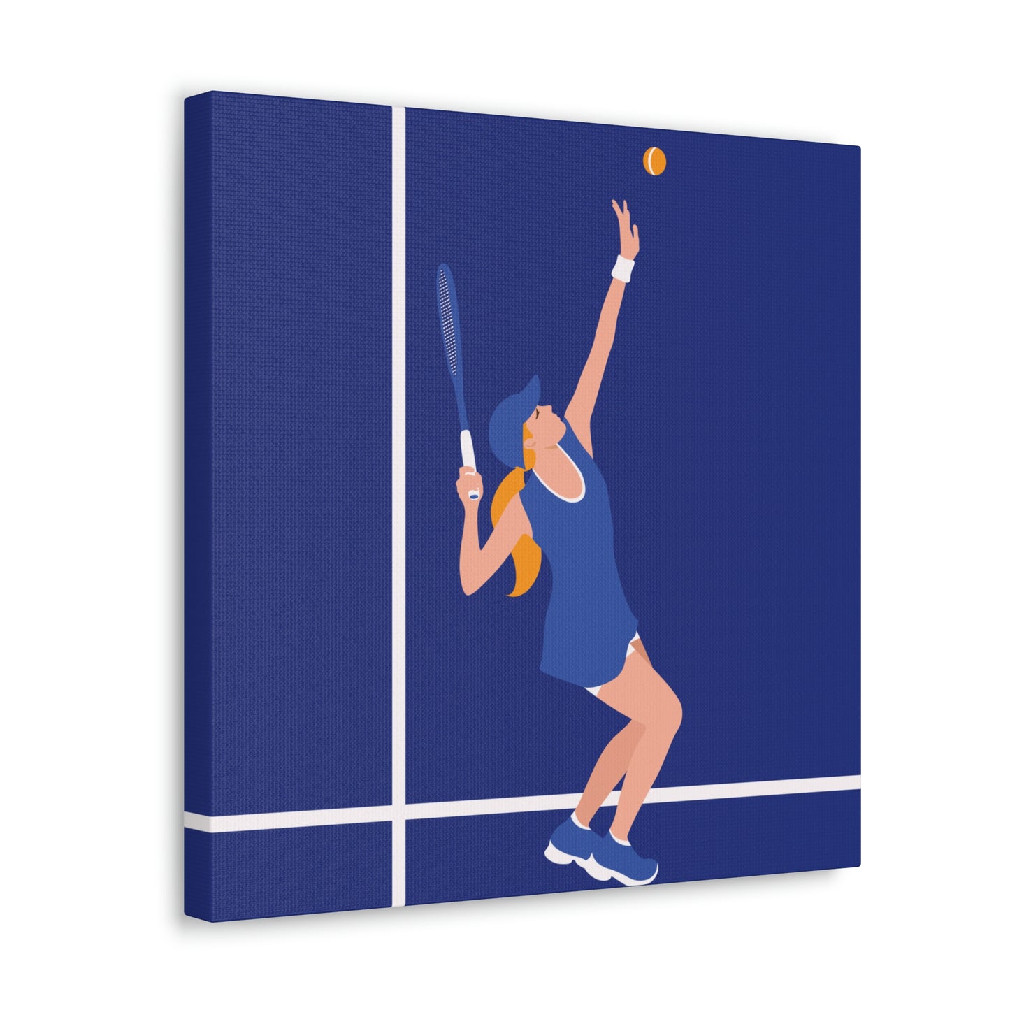 Tennis Player Blue Art Sports Team Classic Art Canvas Gallery Wraps