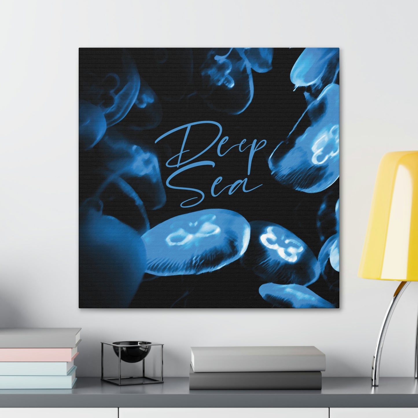 Deep Sea Jellyfish Silhouette Eco Friendly Life Sign Aesthetic Classic Art Canvas Gallery Wraps