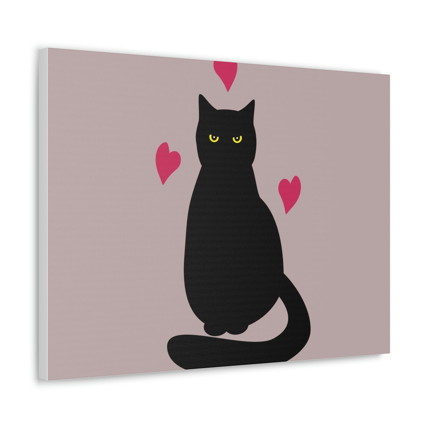 Black Cat with Heart Love Aesthetic Classic Art Canvas Gallery Wraps