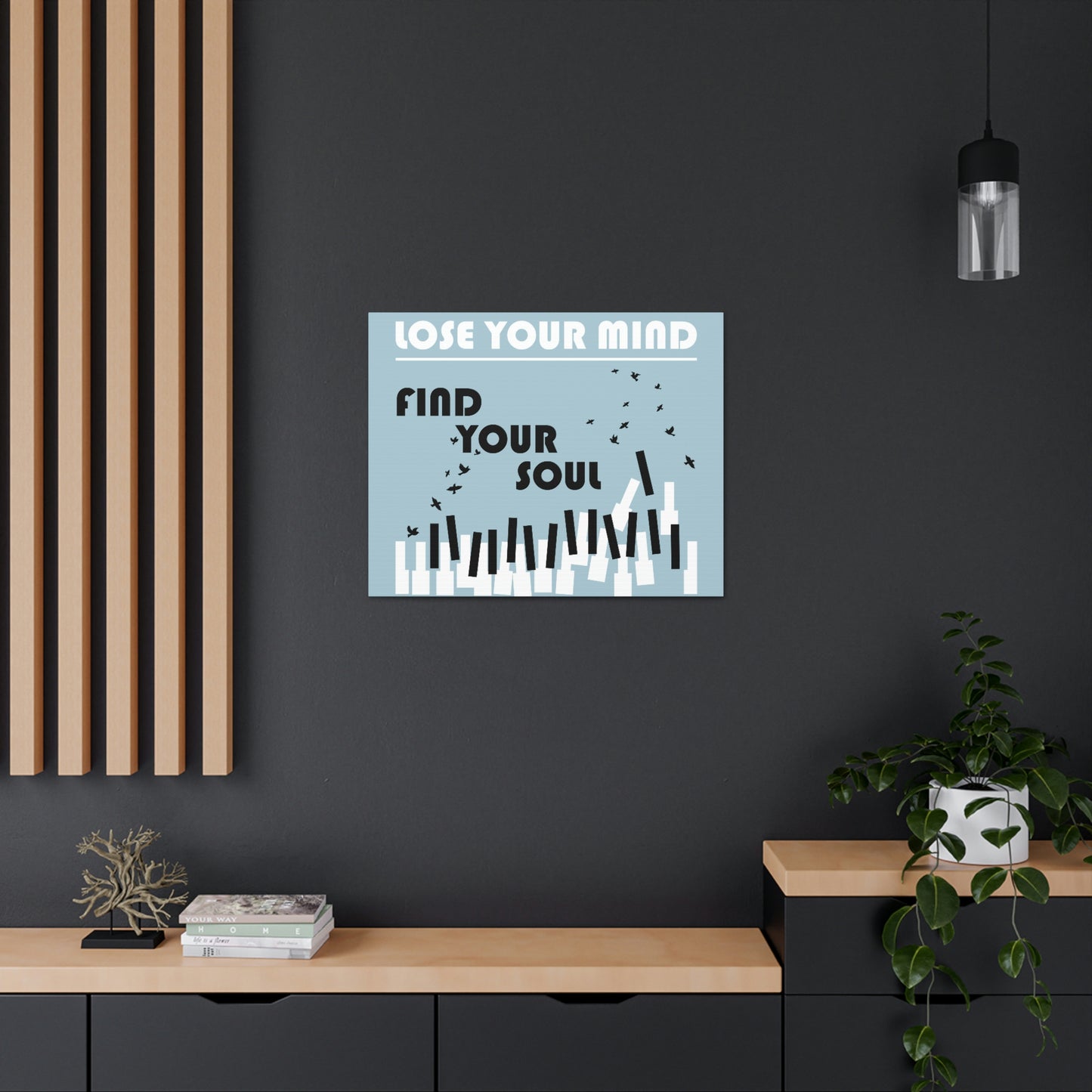 Lose Your Mind Find your Soul Flying birds Piano Keys Music Aesthetic Classic Art Canvas Gallery Wraps