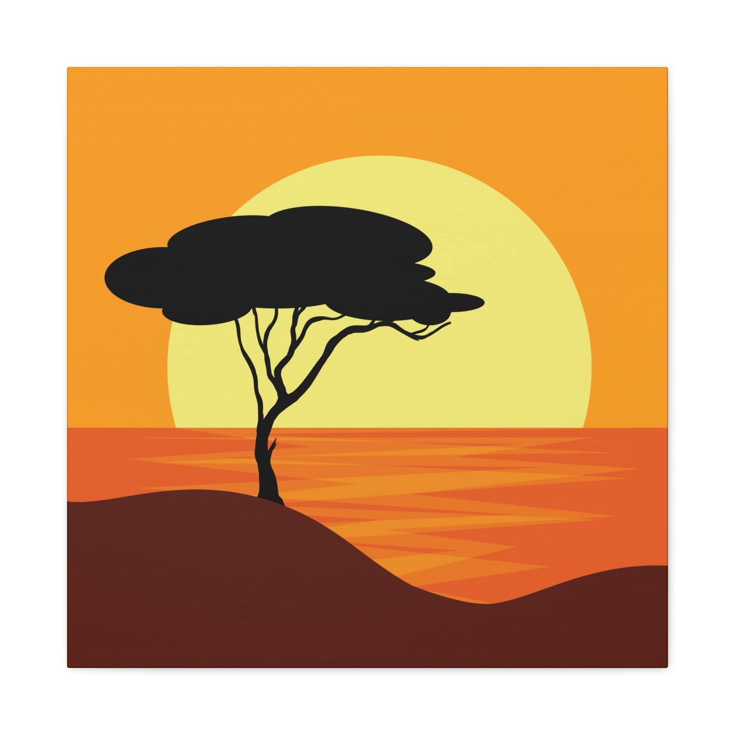 Africa Savanna Sunset Minimal Landscape View Aesthetic Classic Art Canvas Gallery Wraps