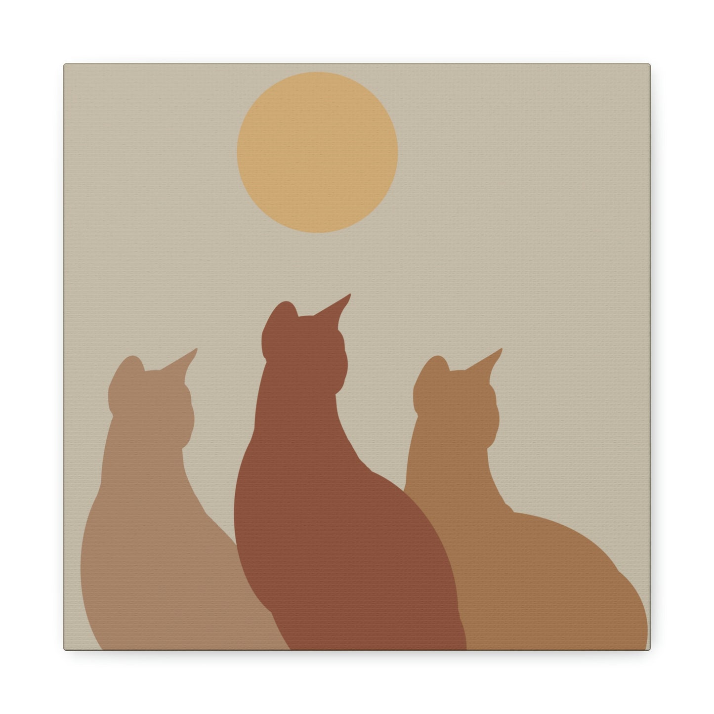 Abstract Boho Cats Relaxed Aesthetic Beige Minimalist Classic Art Canvas Gallery Wraps