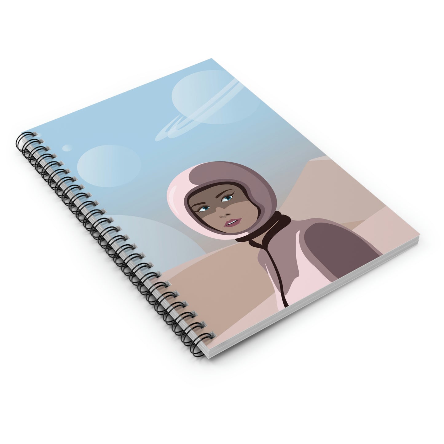 Astronaut Woman Aliens Minimal Art Aesthetic Spiral Notebook Ruled Line