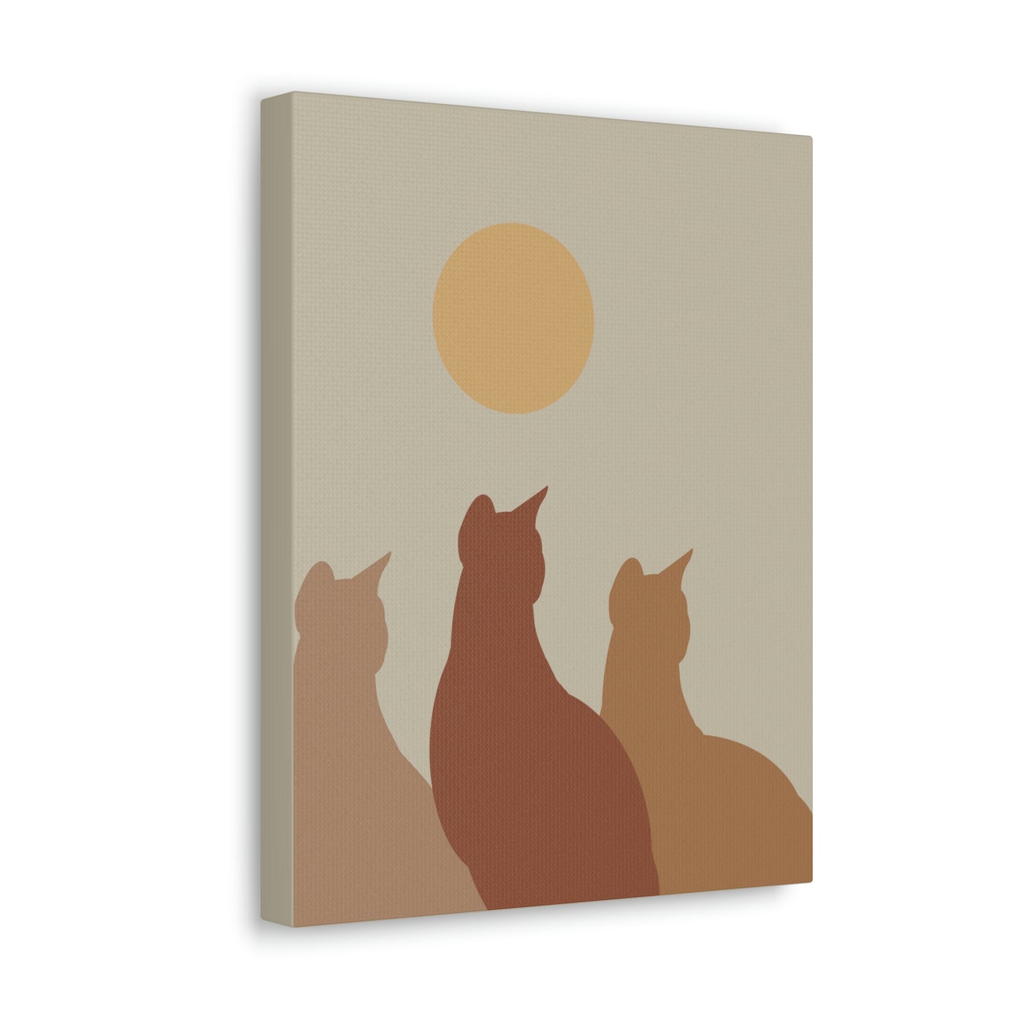 Abstract Boho Cats Relaxed Aesthetic Beige Minimalist Classic Art Canvas Gallery Wraps