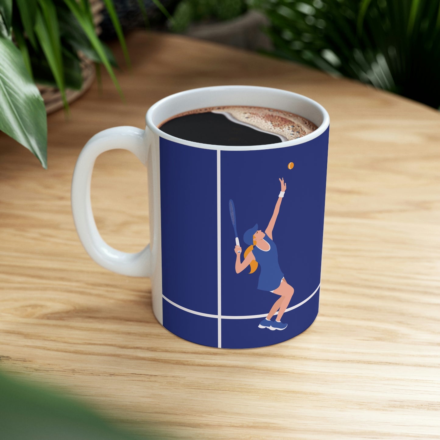 Tennis Player Blue Art Sports Team Ceramic Mug 11oz