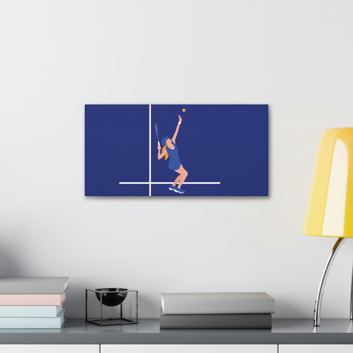 Tennis Player Blue Art Sports Team Classic Art Canvas Gallery Wraps