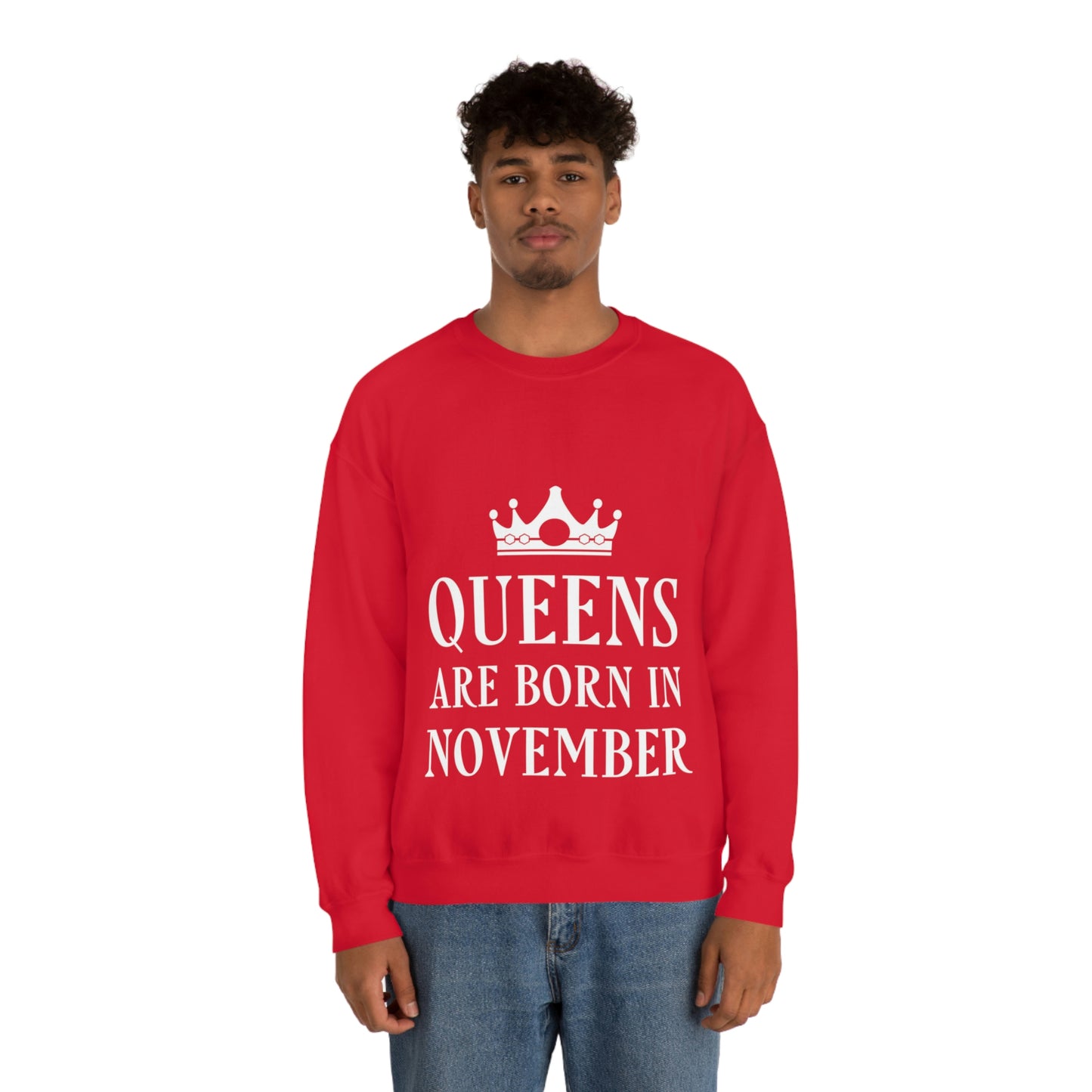 Queens Are Born in November Happy Birthday Unisex Heavy Blend™ Crewneck Sweatshirt