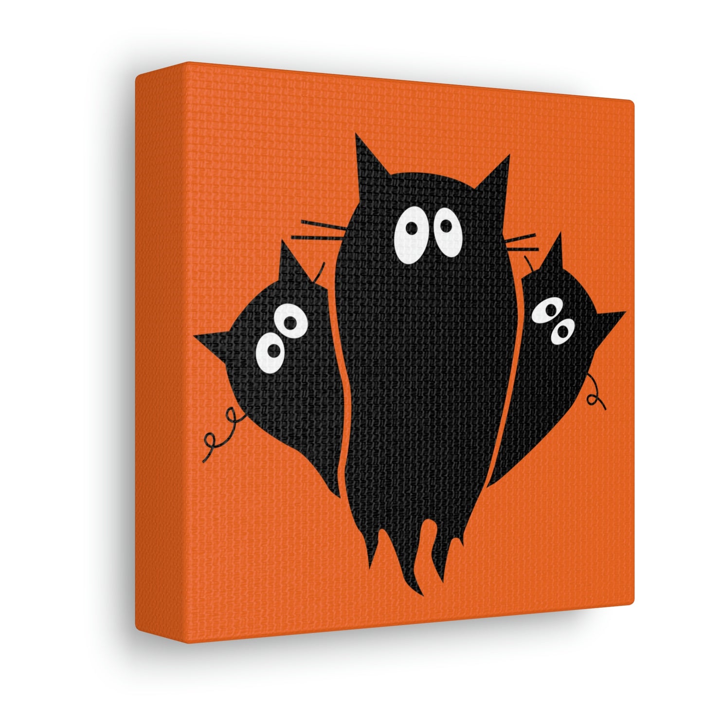 Funny Black Cats Lovers Watching Eyes Cartoon Halloween Meme Aesthetic Classic Art Canvas Gallery Wraps