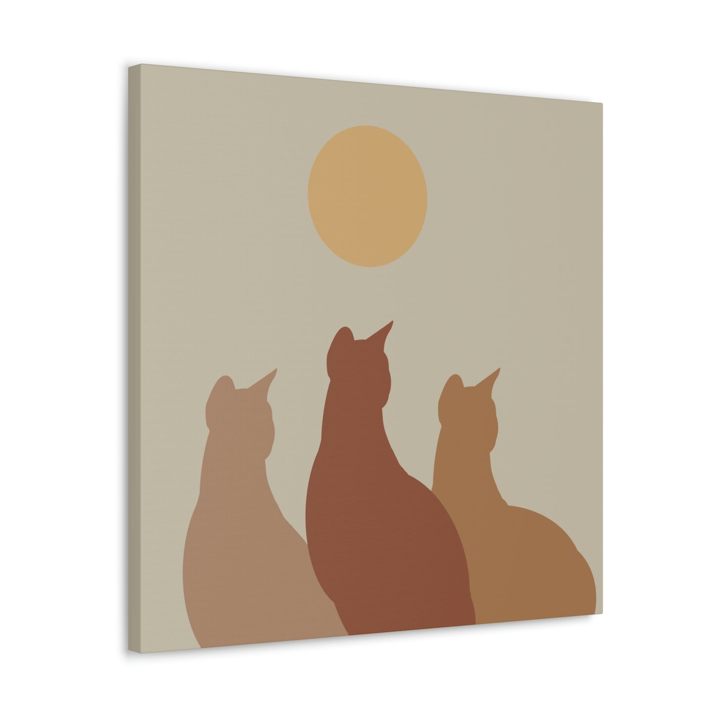 Abstract Boho Cats Relaxed Aesthetic Beige Minimalist Classic Art Canvas Gallery Wraps