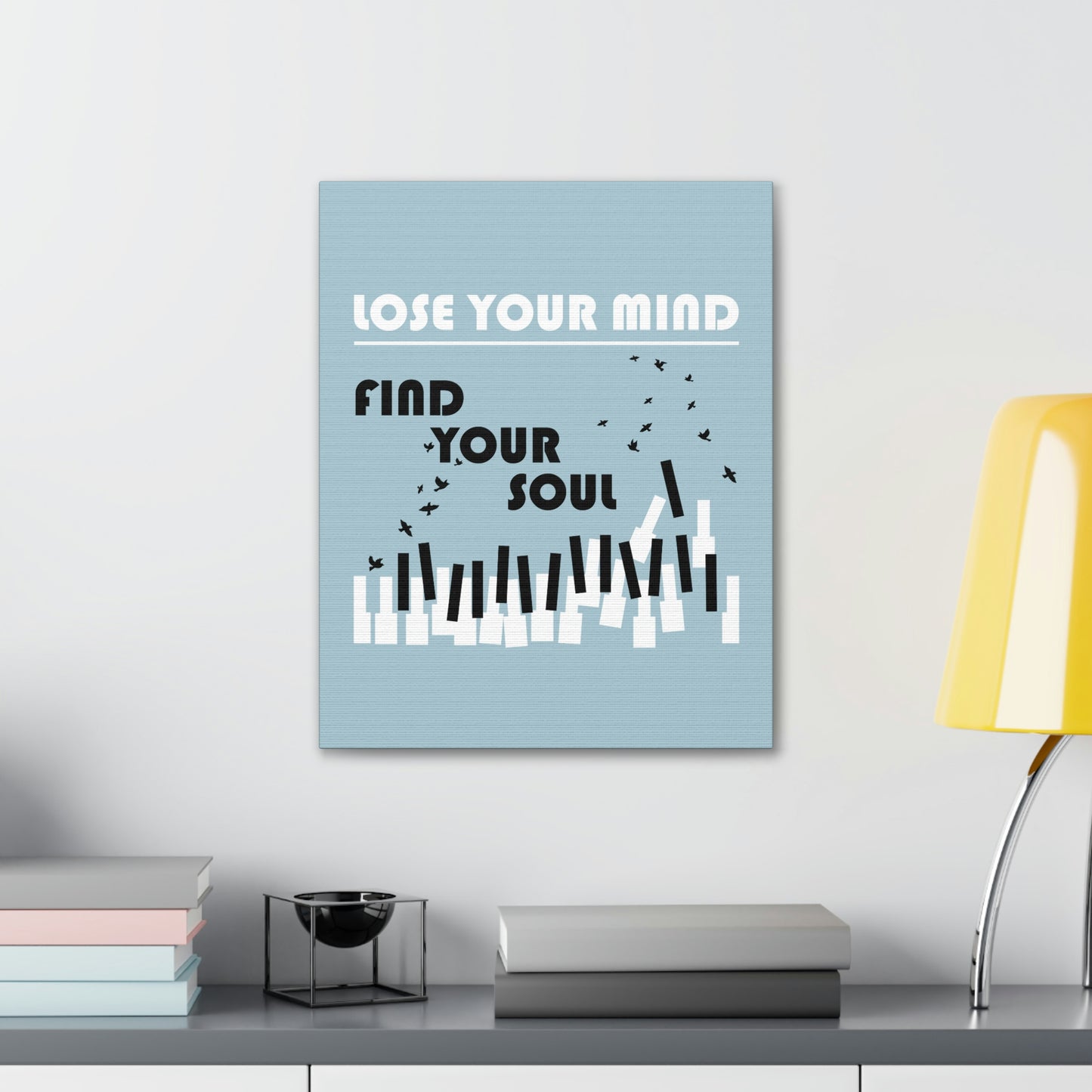 Lose Your Mind Find your Soul Flying birds Piano Keys Music Aesthetic Classic Art Canvas Gallery Wraps